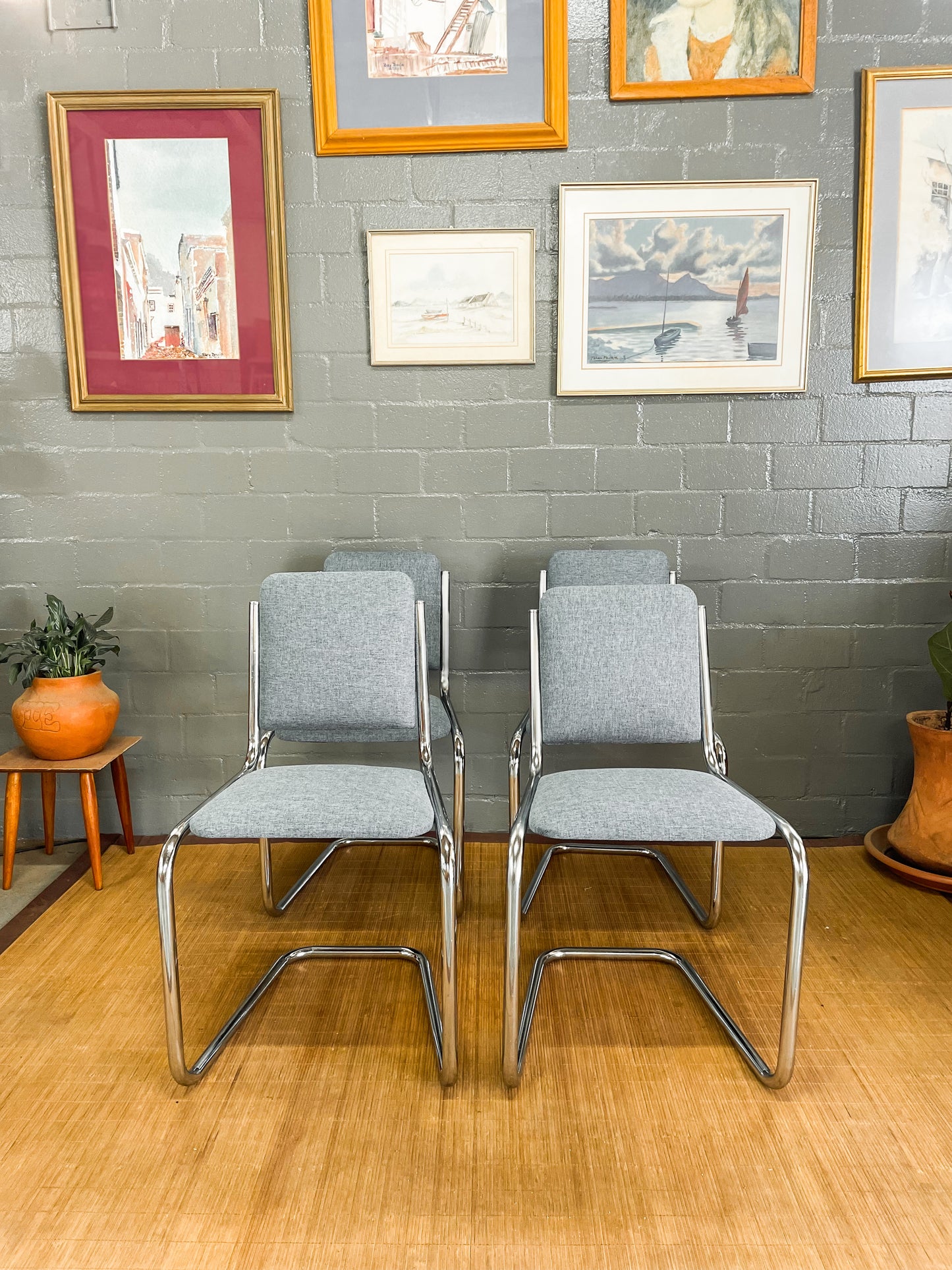 Vintage Chrome Cesca Style Dining Set