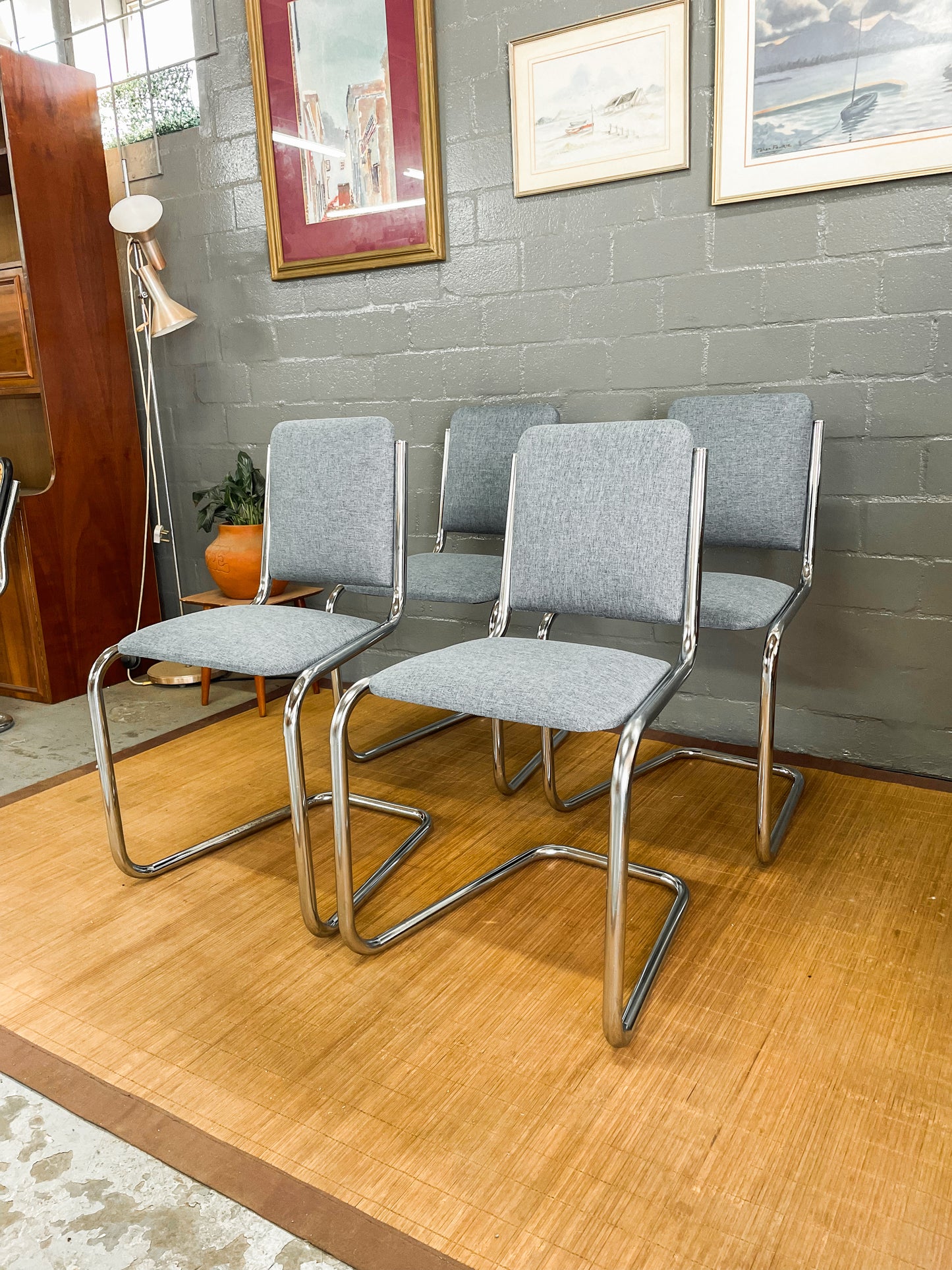 Vintage Chrome Cesca Style Dining Set