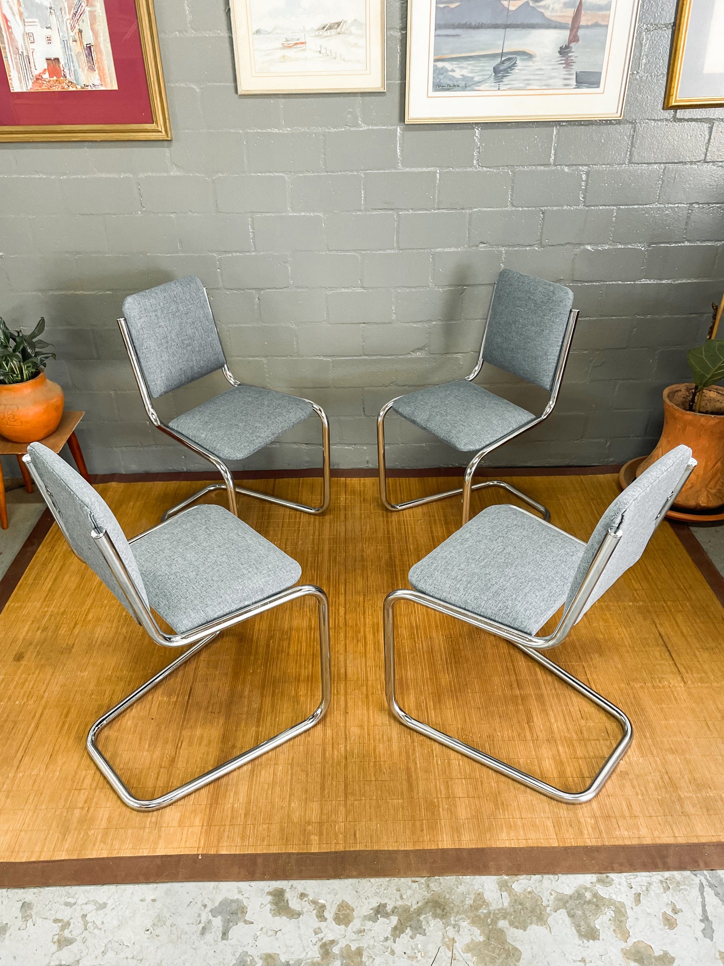 Vintage Chrome Cesca Style Dining Set