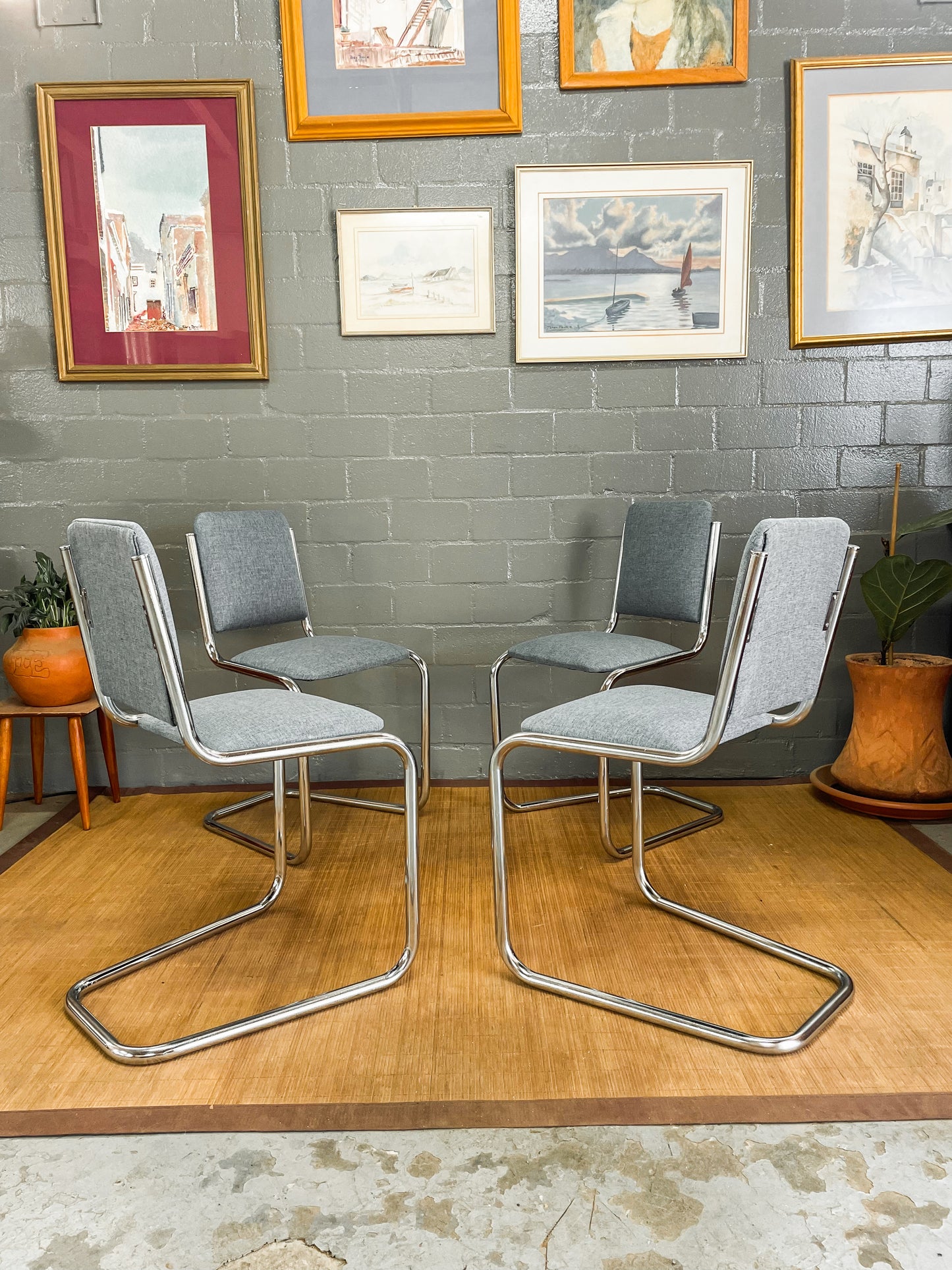 Vintage Chrome Cesca Style Dining Set