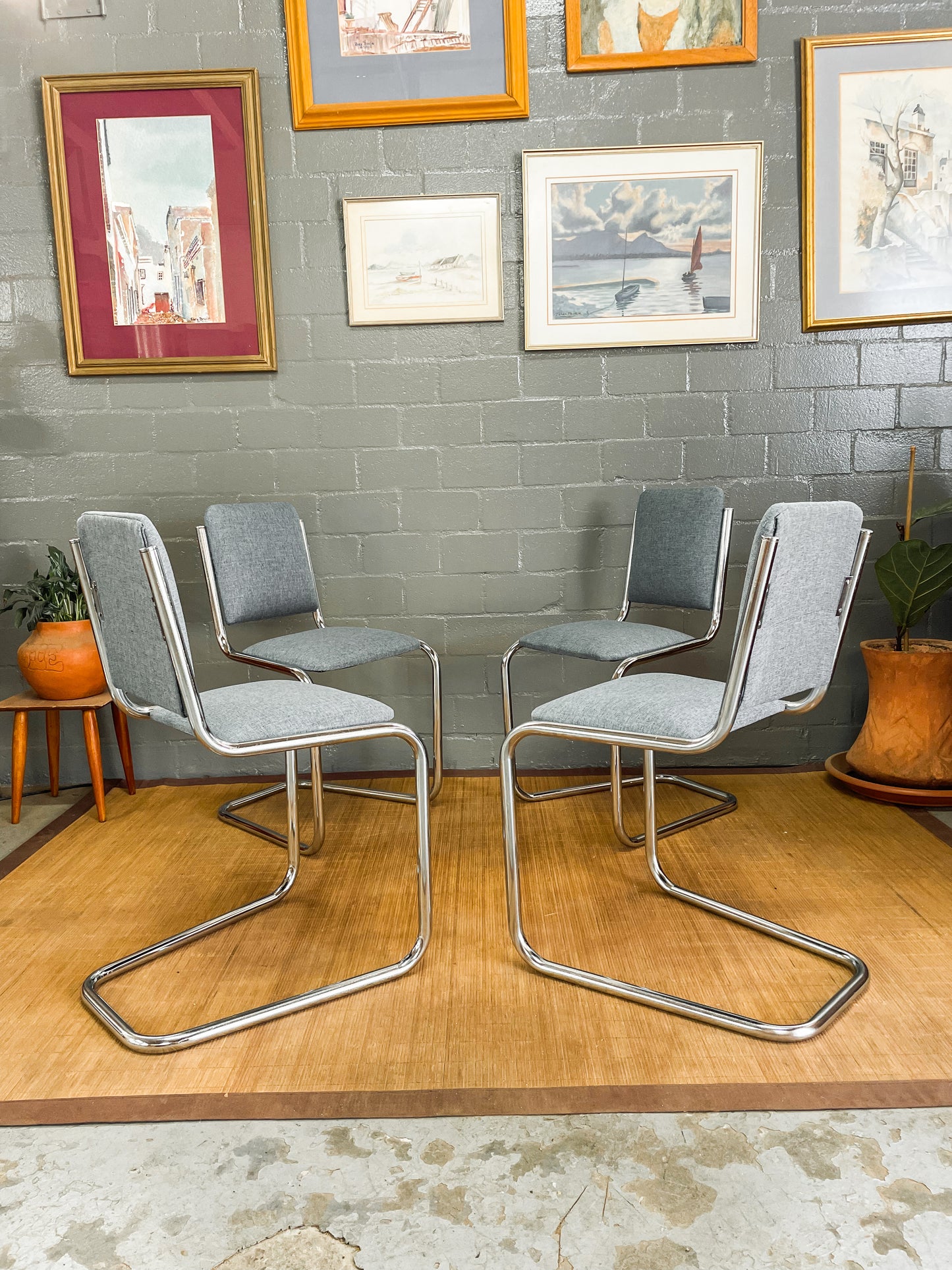 Vintage Chrome Cesca Style Dining Set