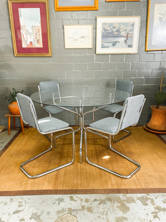Vintage Chrome Cesca Style Dining Set