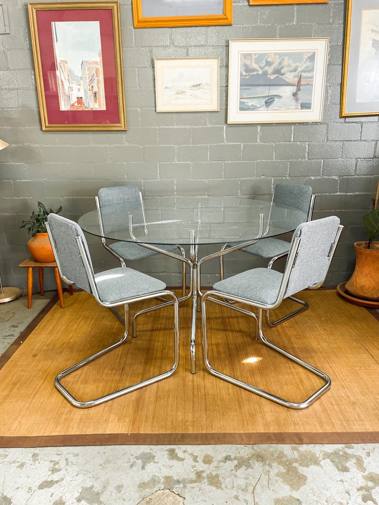 Vintage Chrome Cesca Style Dining Set