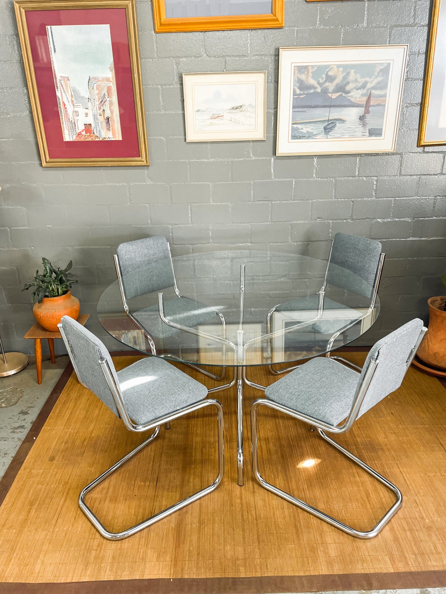 Vintage Chrome Cesca Style Dining Set