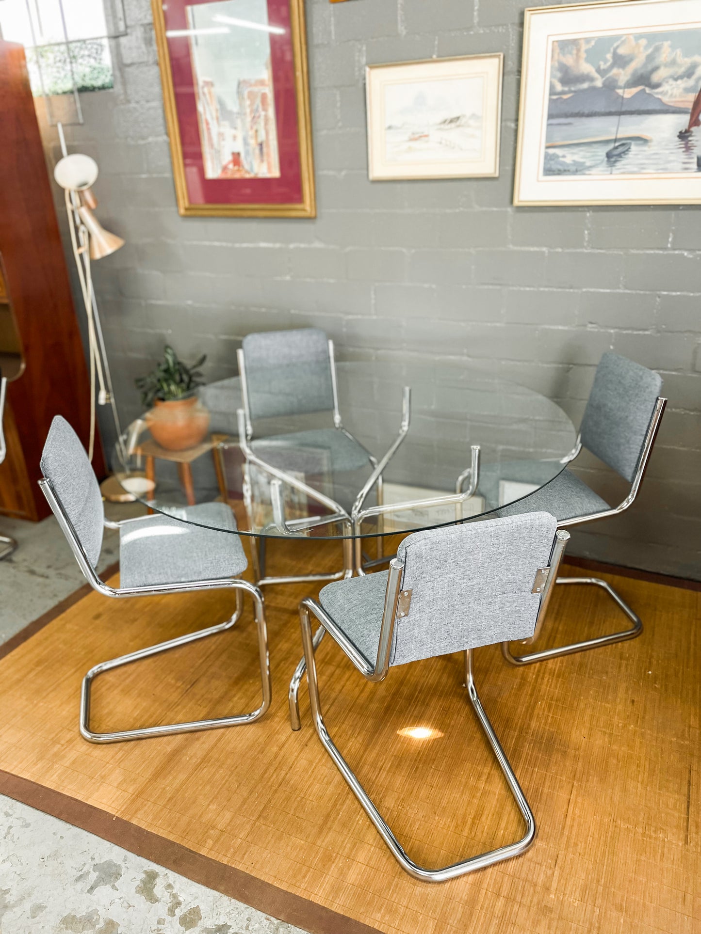 Vintage Chrome Cesca Style Dining Set