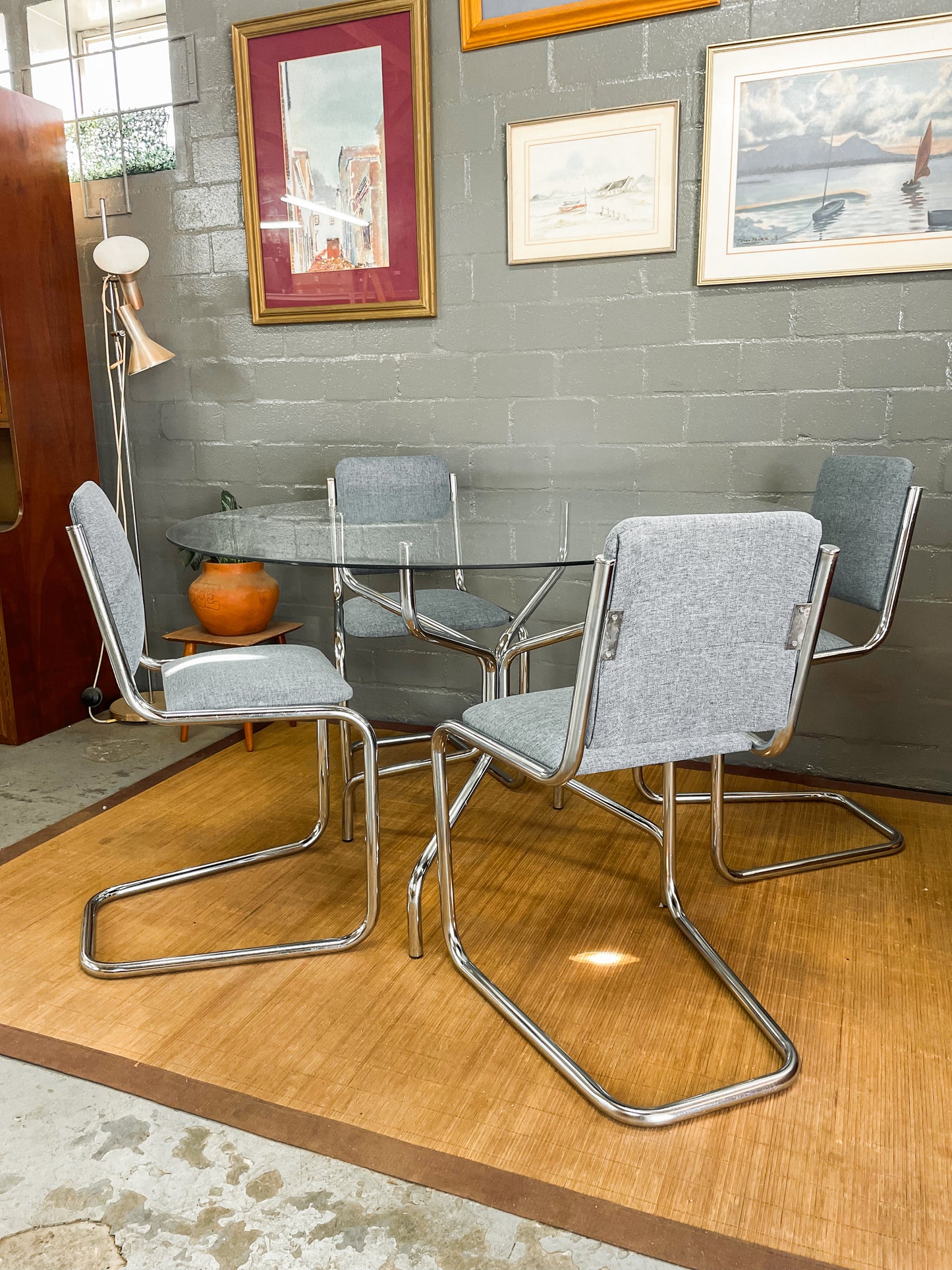 Vintage Chrome Cesca Style Dining Set