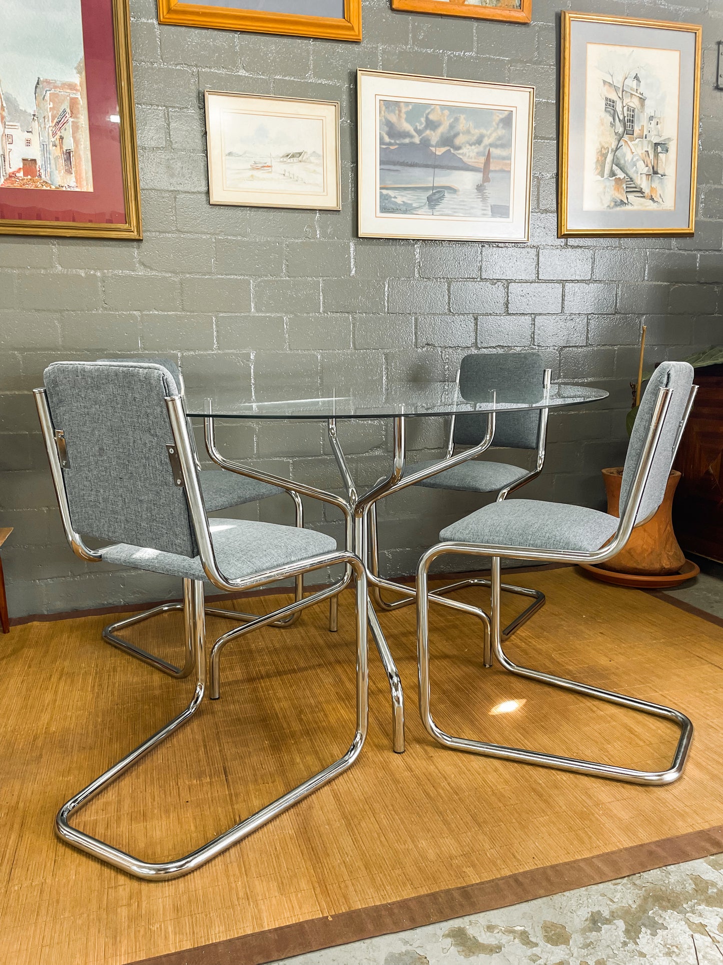 Vintage Chrome Cesca Style Dining Set