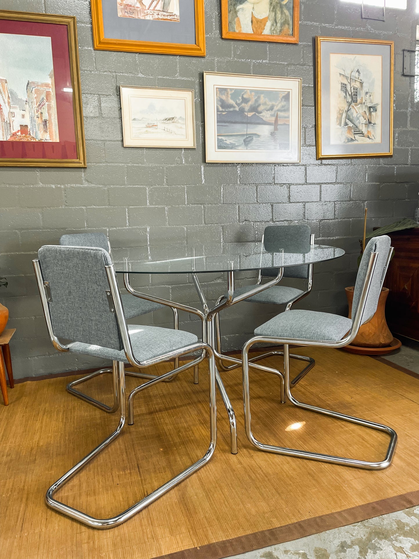 Vintage Chrome Cesca Style Dining Set