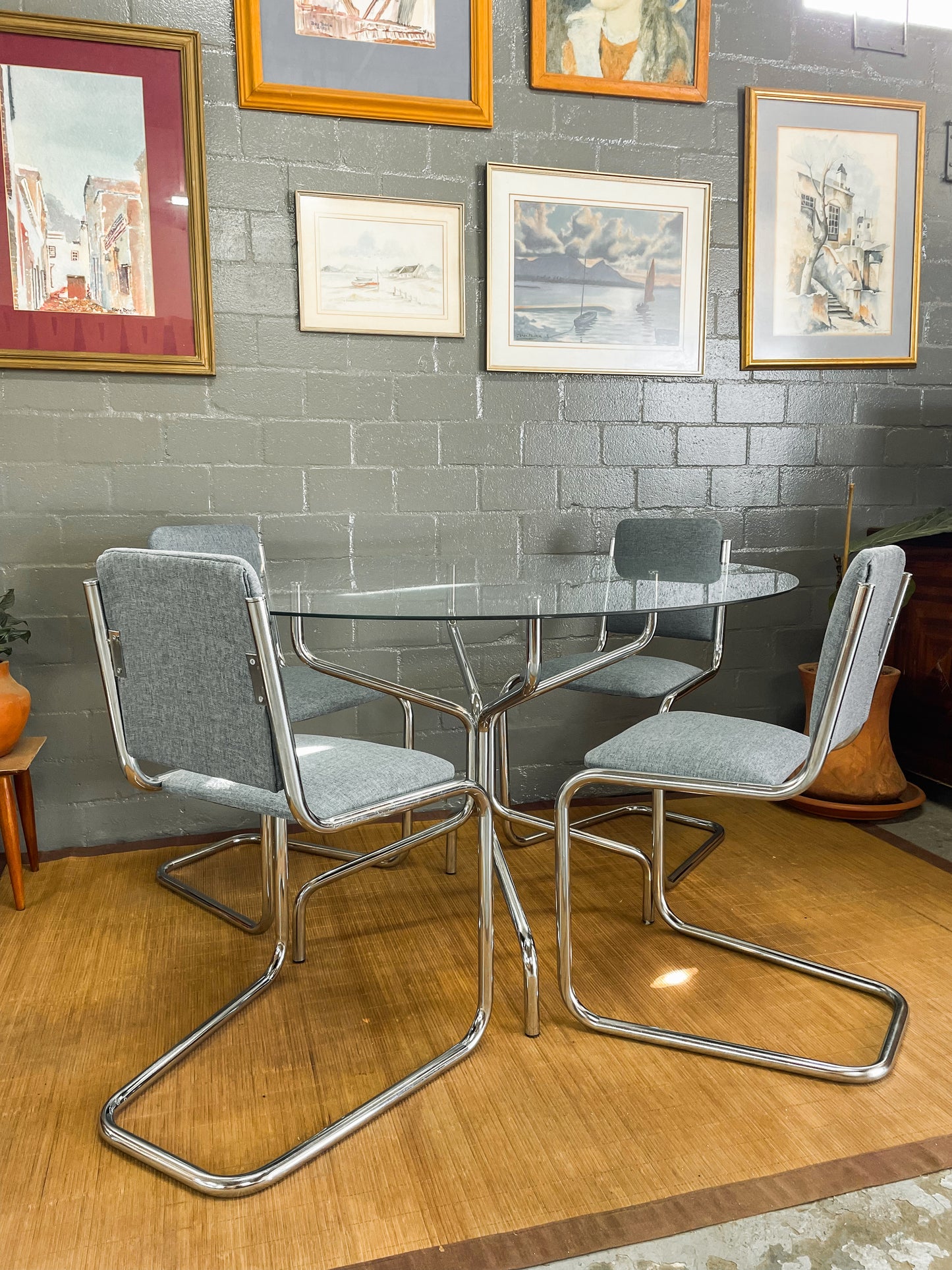 Vintage Chrome Cesca Style Dining Set