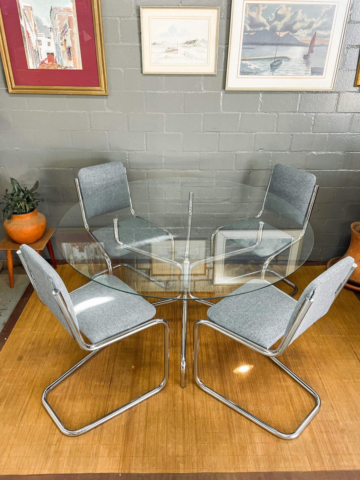 Vintage Chrome Cesca Style Dining Set