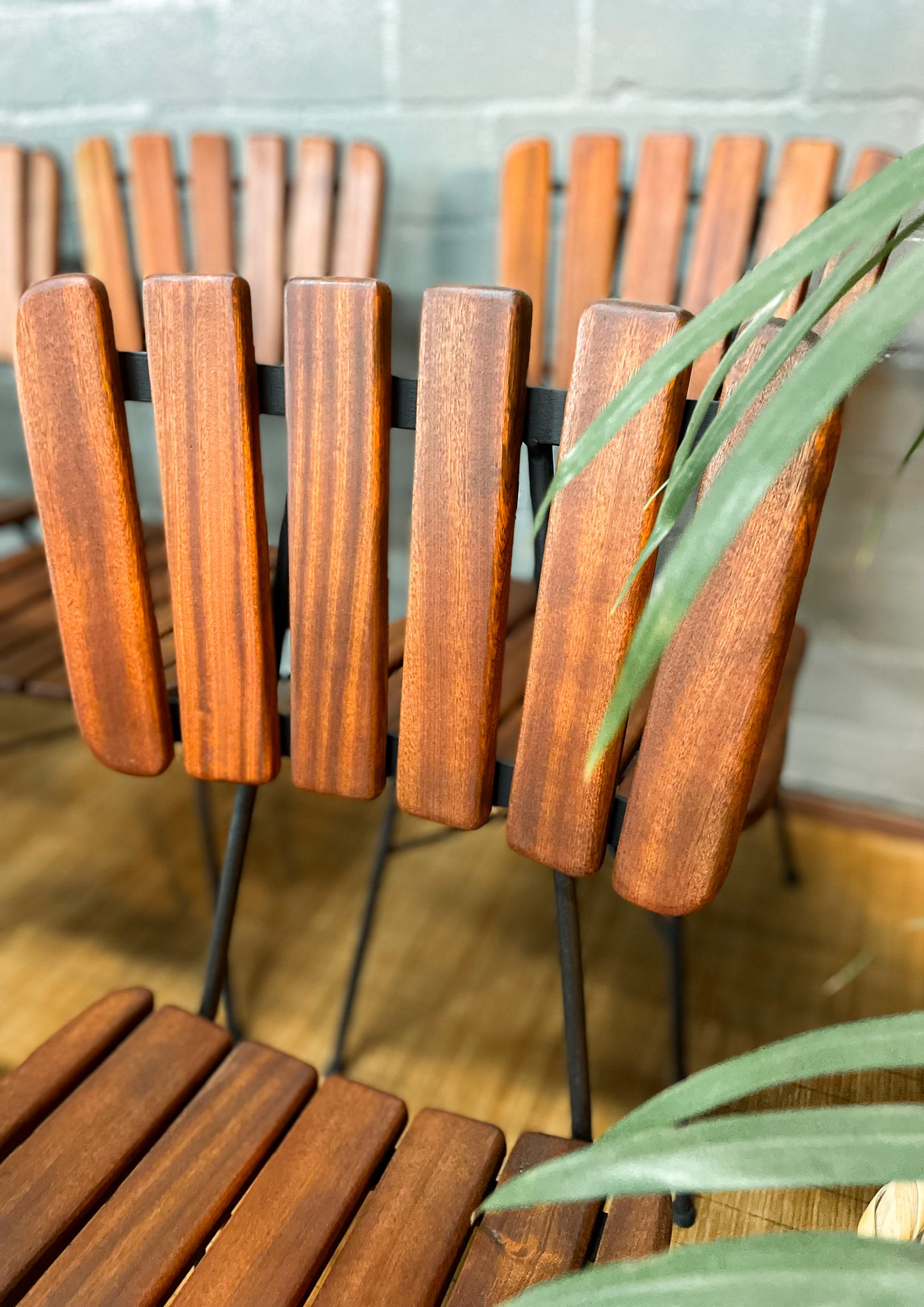6 Wooden Slatted Dining Chairs