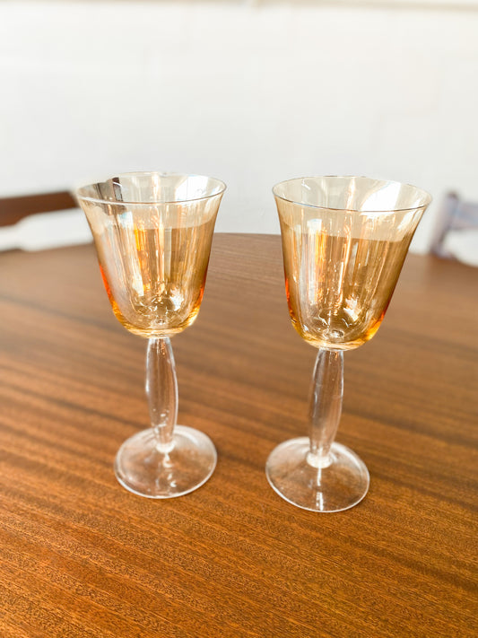 Pair of Vintage Long Stemmed Coloured Glasses