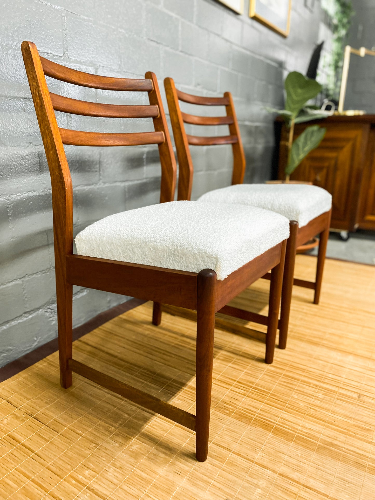 Pair of Frystark Dining Chairs in White Boucle.