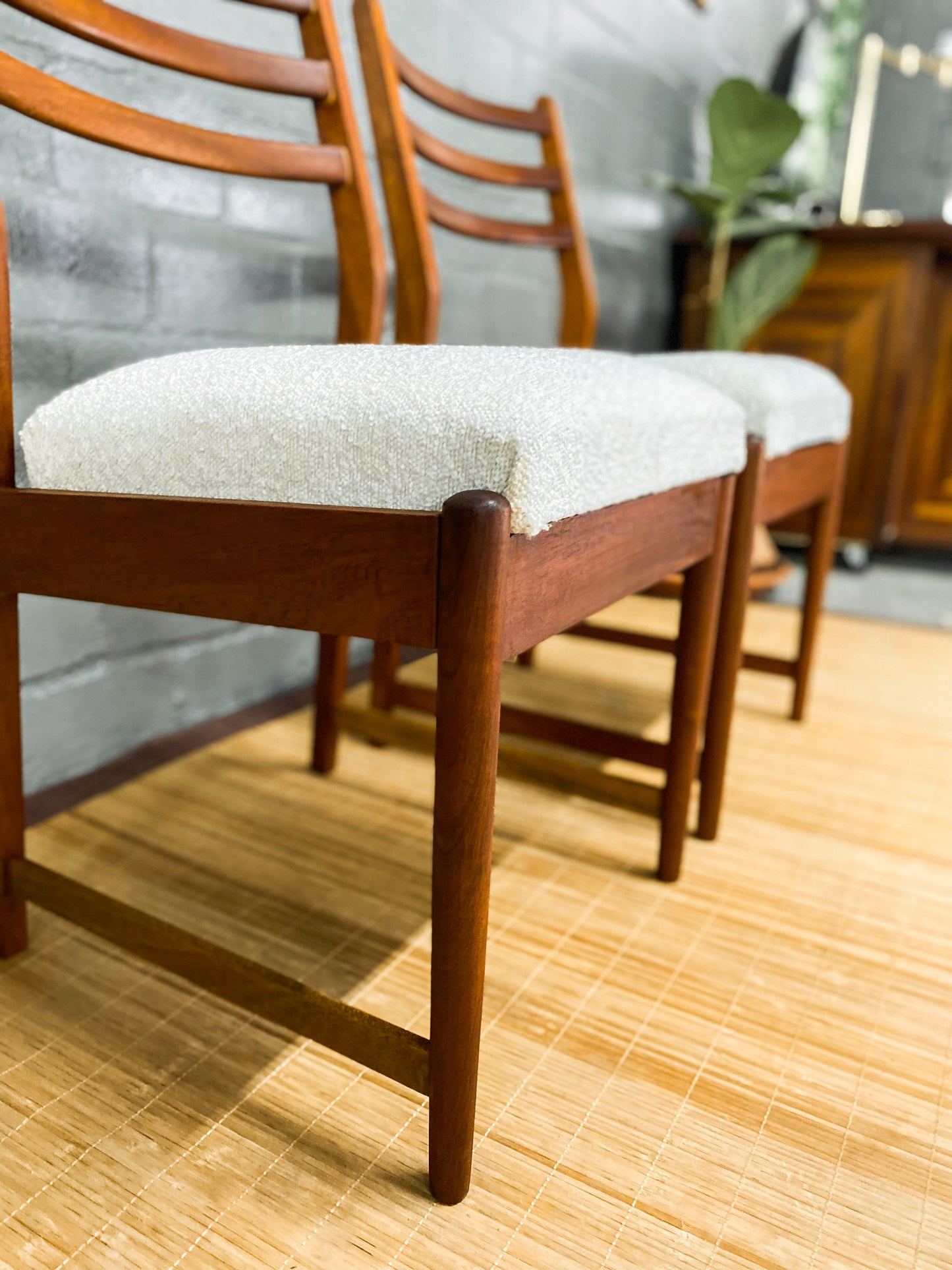 Pair of Frystark Dining Chairs in White Boucle.