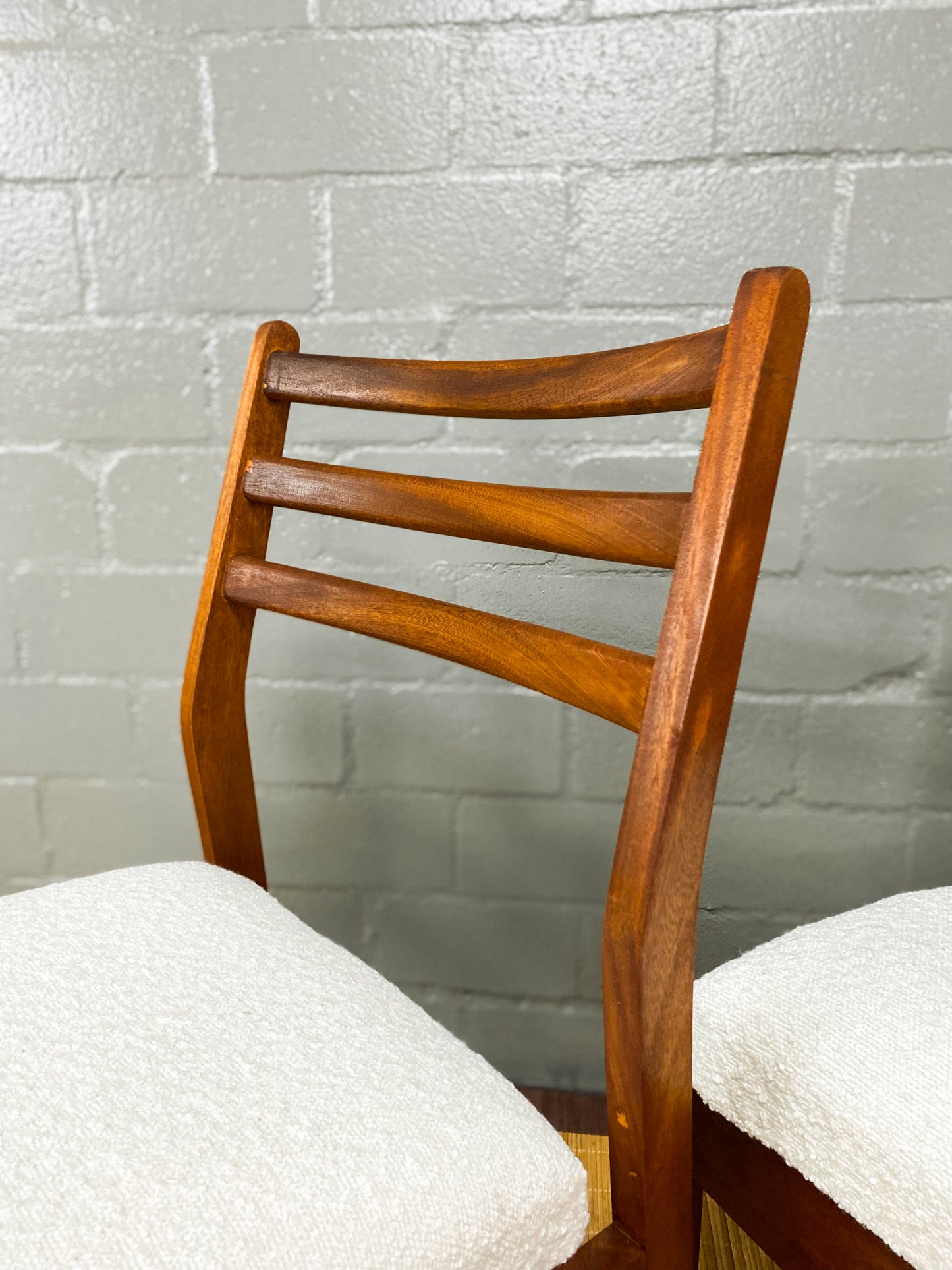 Pair of Frystark Dining Chairs in White Boucle.