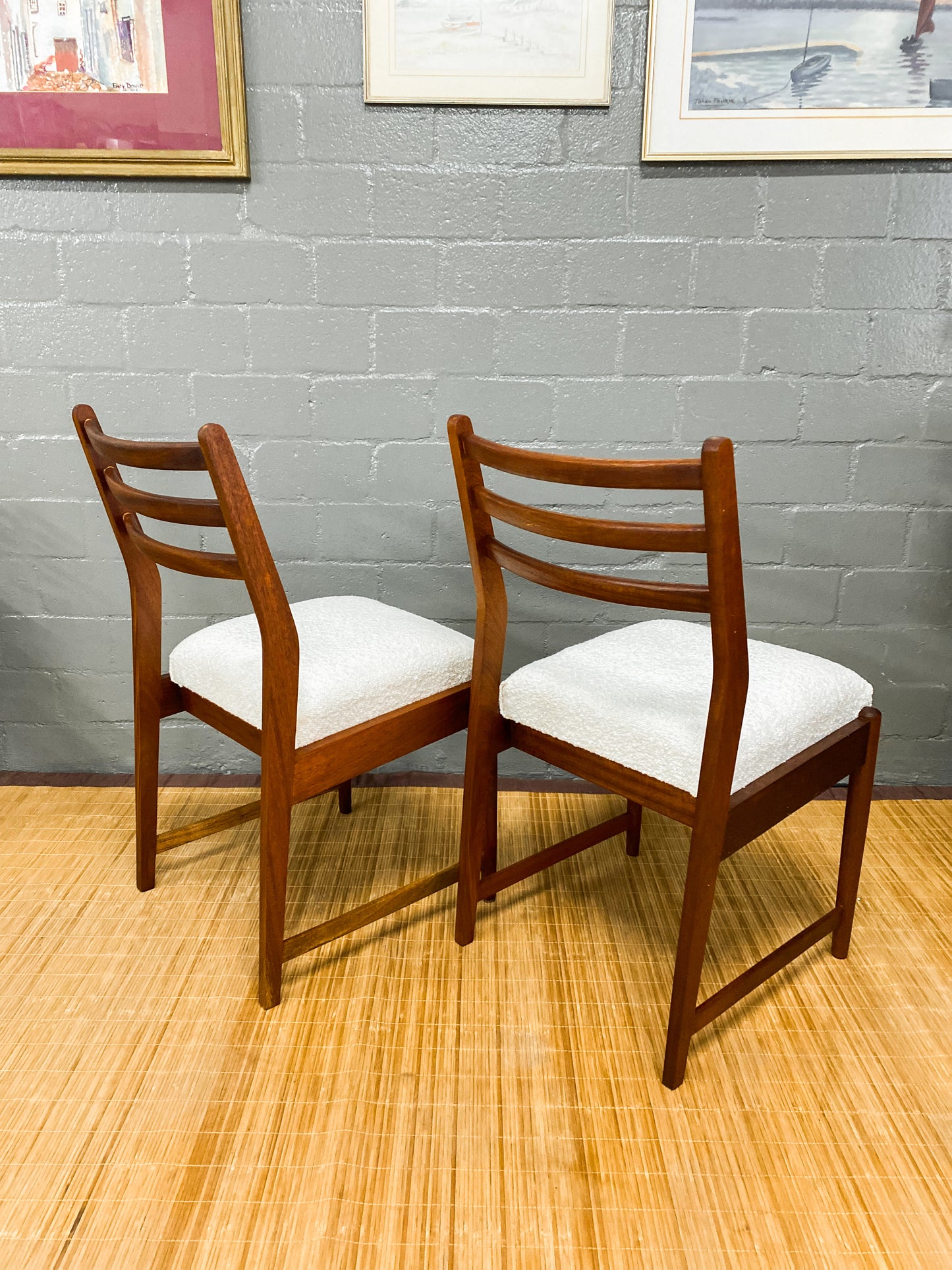 Pair of Frystark Dining Chairs in White Boucle.
