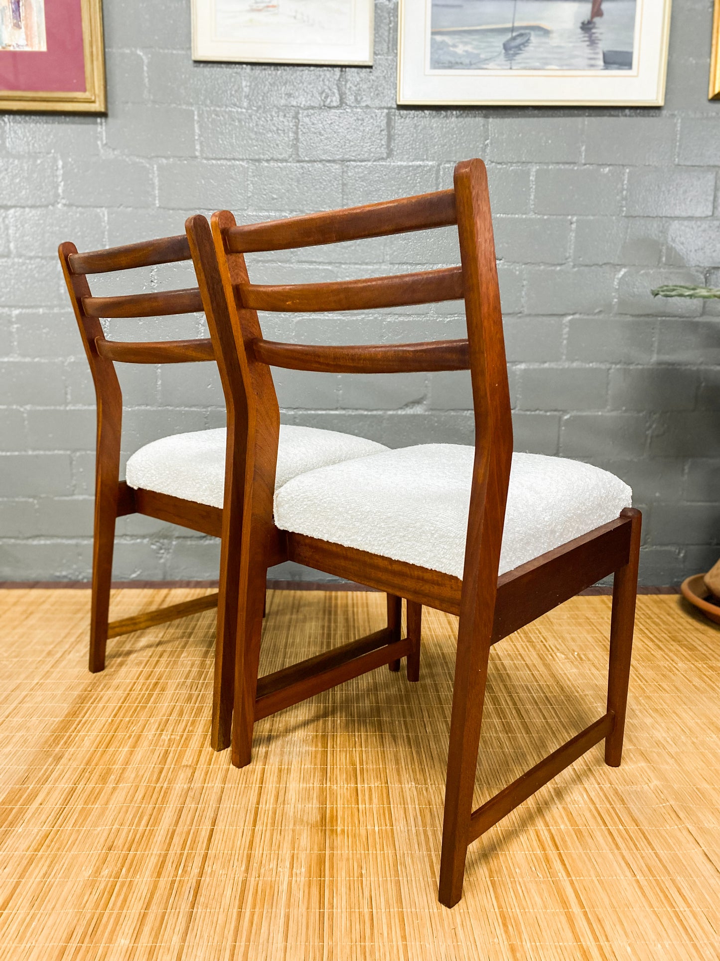 Pair of Frystark Dining Chairs in White Boucle.