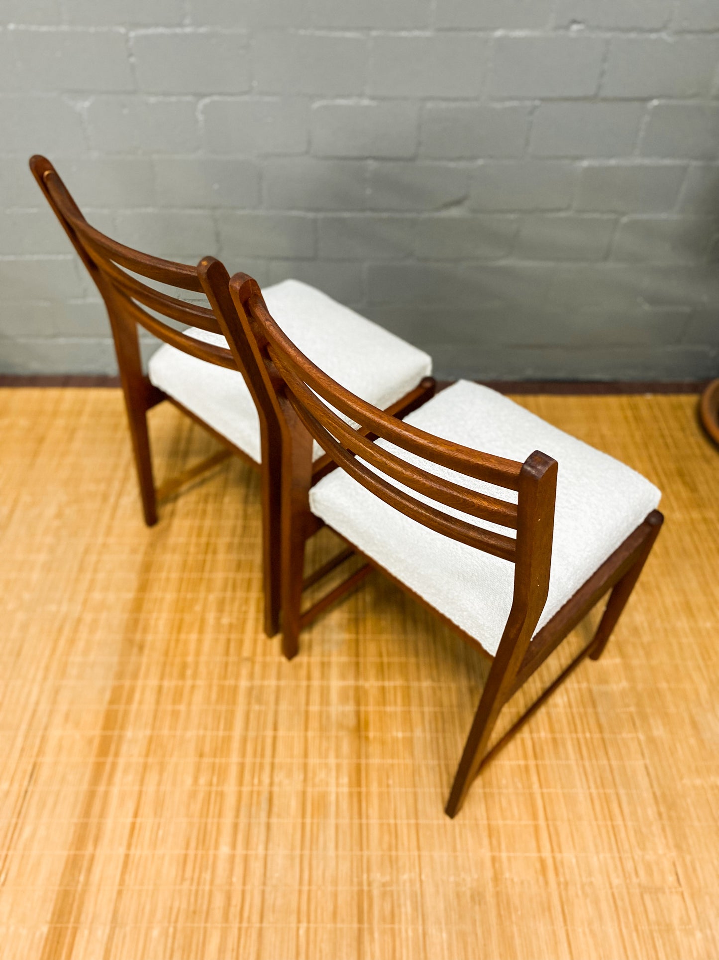 Pair of Frystark Dining Chairs in White Boucle.