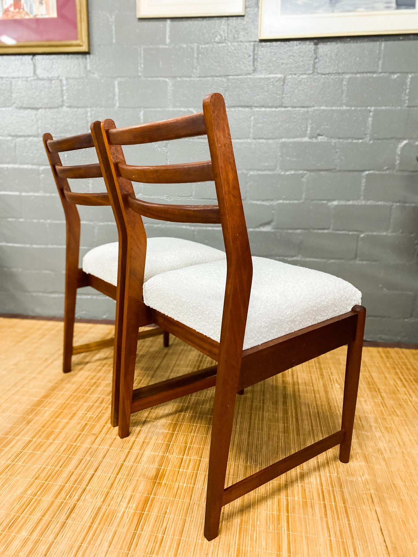Pair of Frystark Dining Chairs in White Boucle.