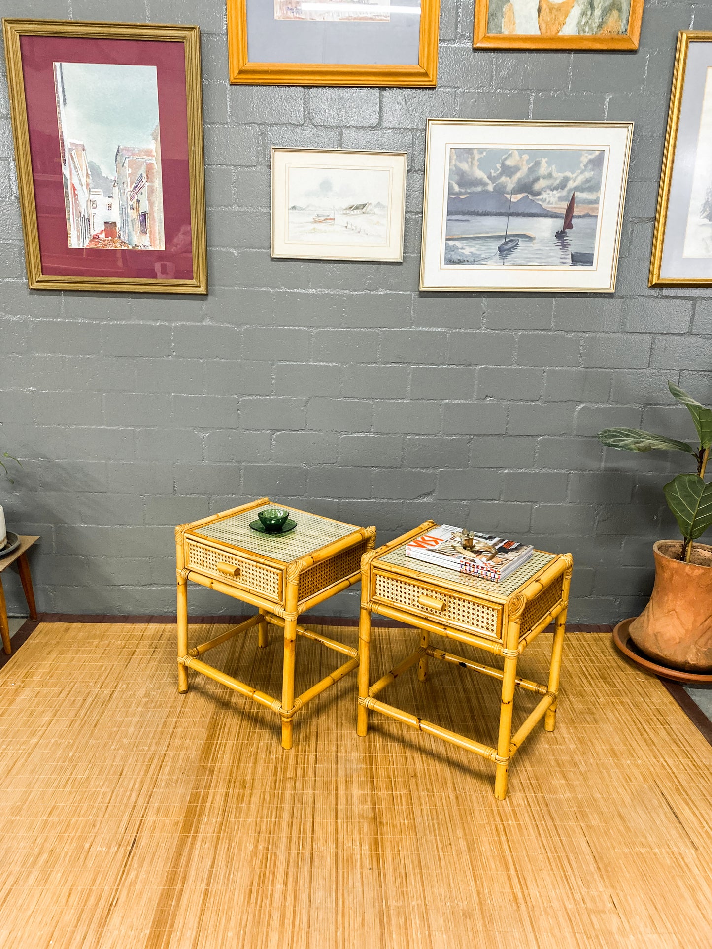 Pair of Cane Pedestals