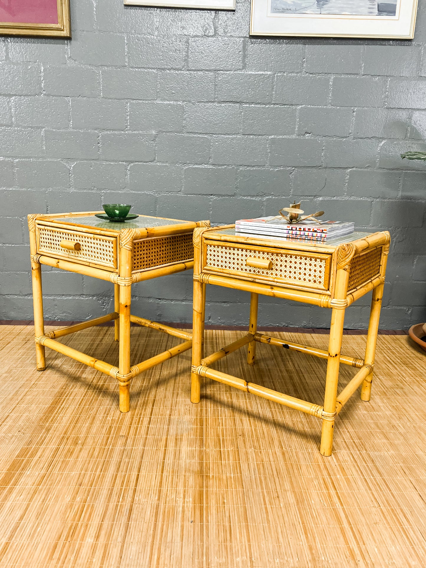 Pair of Cane Pedestals