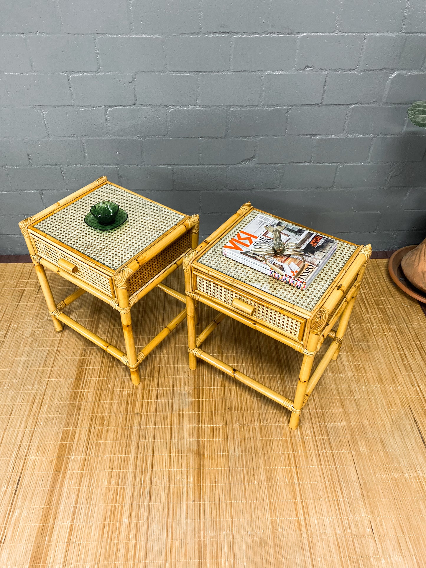 Pair of Cane Pedestals