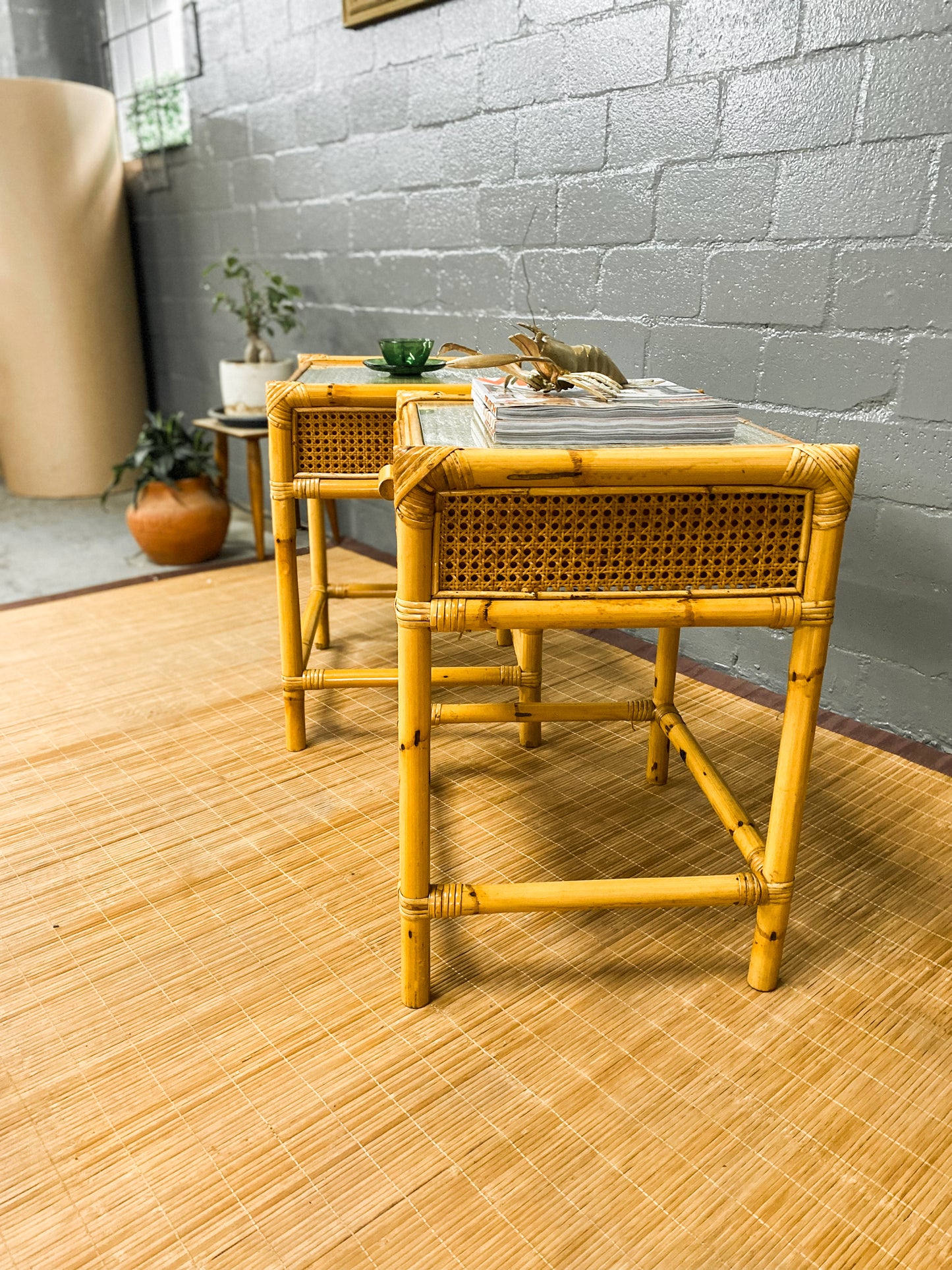 Pair of Cane Pedestals