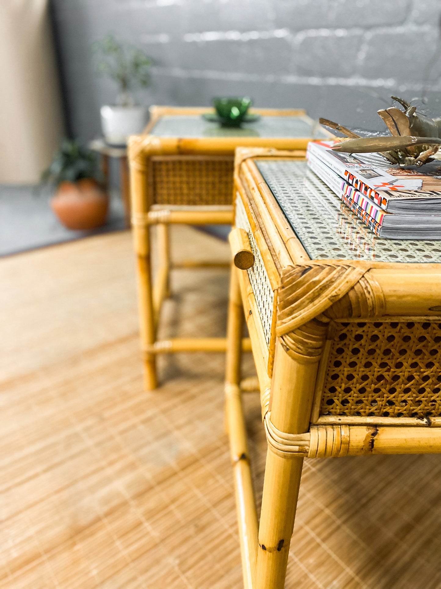 Pair of Cane Pedestals