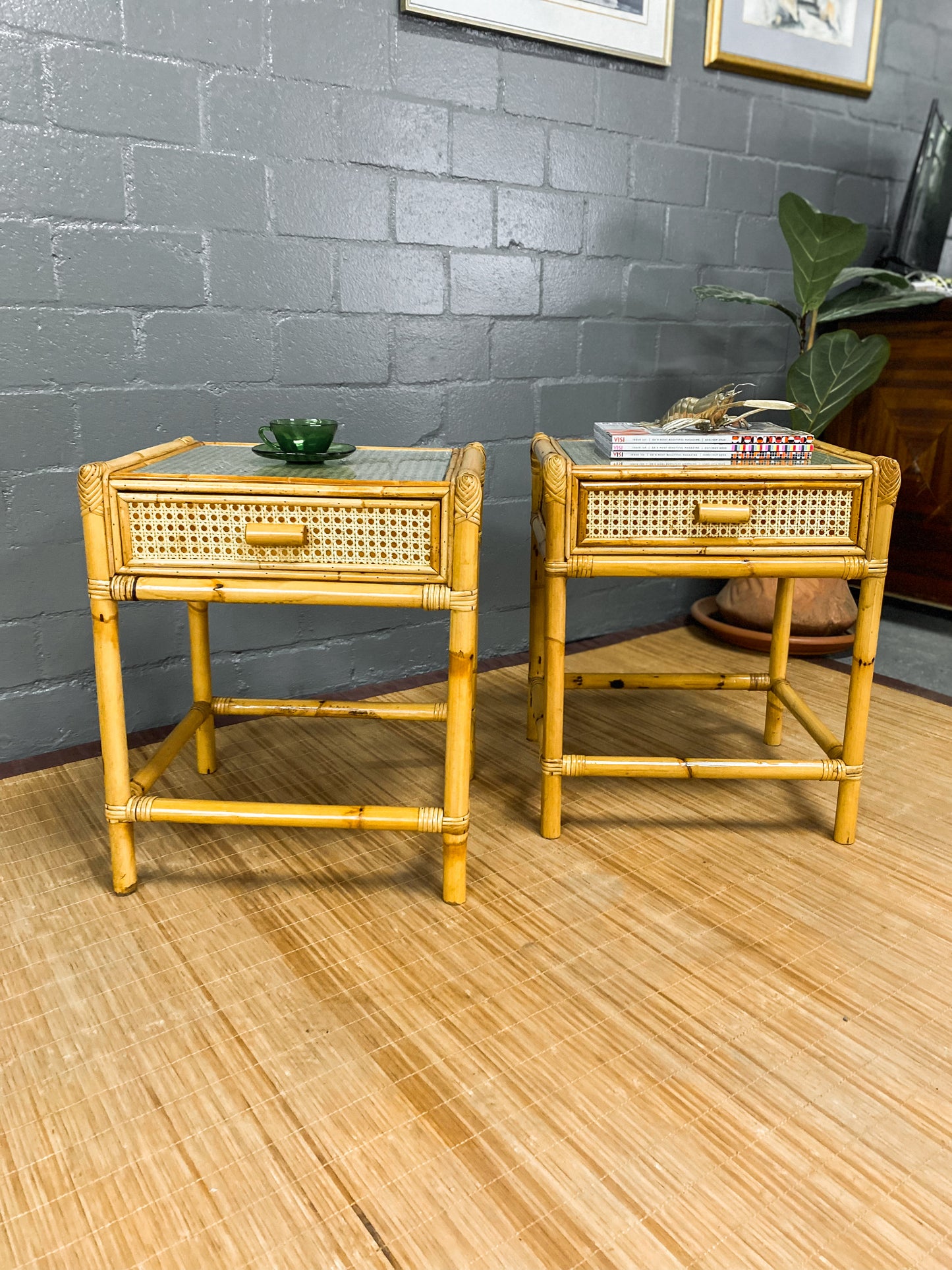 Pair of Cane Pedestals