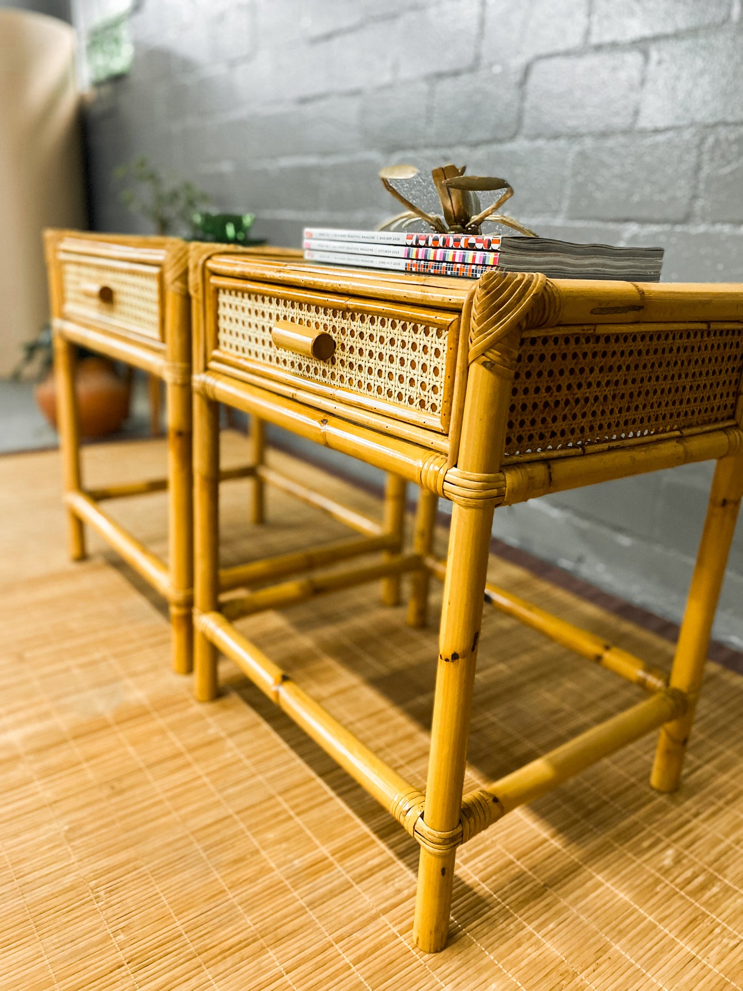 Pair of Cane Pedestals