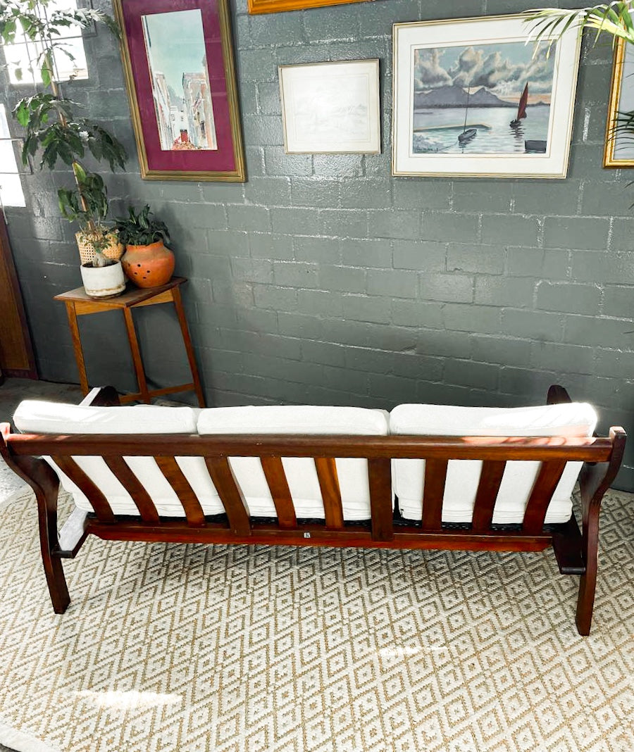 Mid-Century Modern 3 Seater Couch with Boucle Cushions