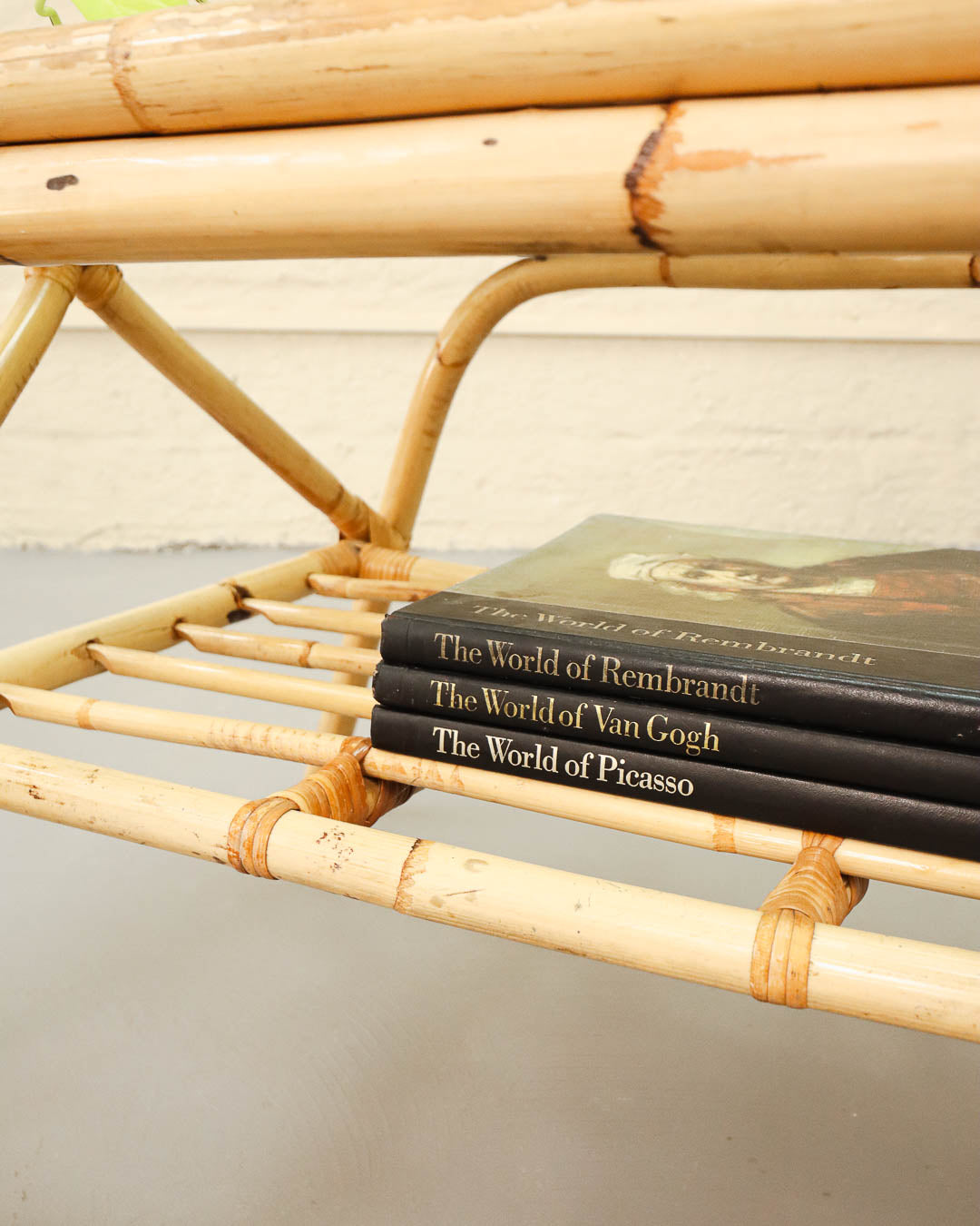 Vintage Cane and Glass Coffee Table