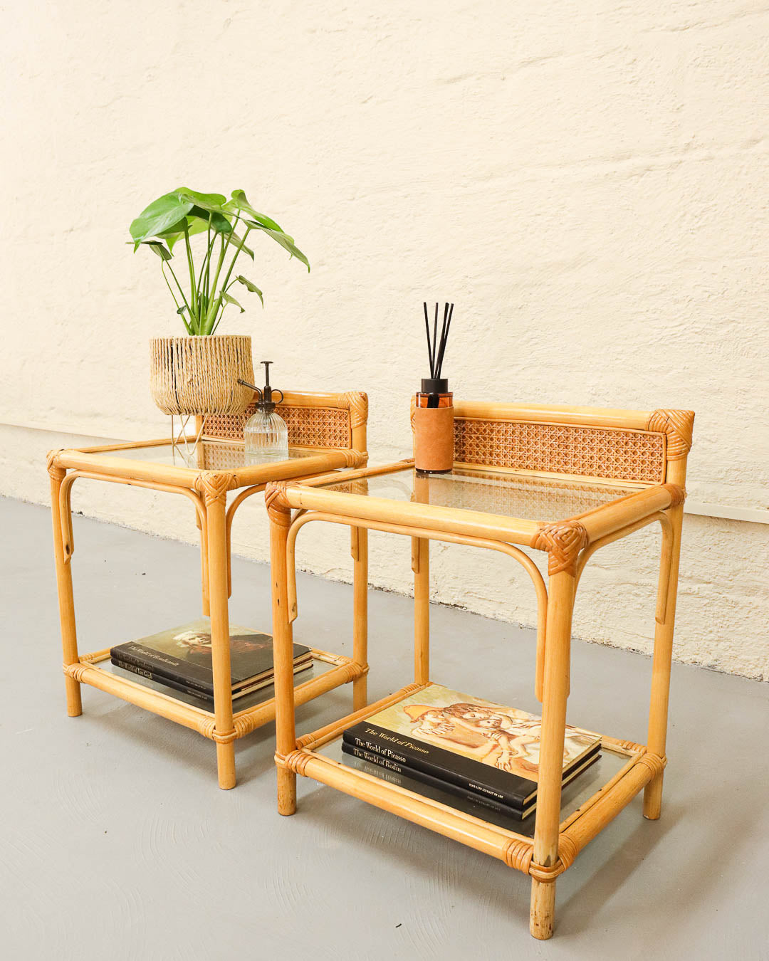 Cane and Glass Pedestals