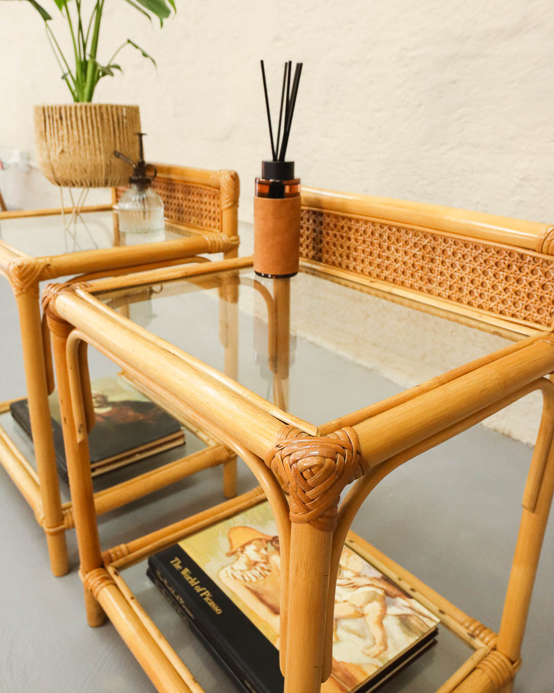 Cane and Glass Pedestals