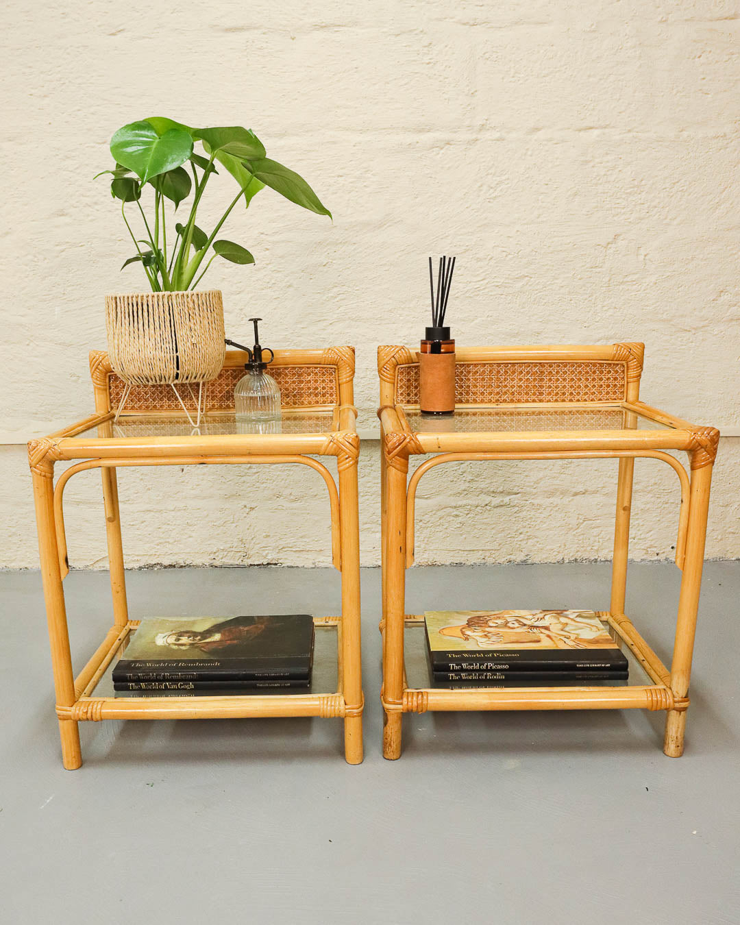 Cane and Glass Pedestals