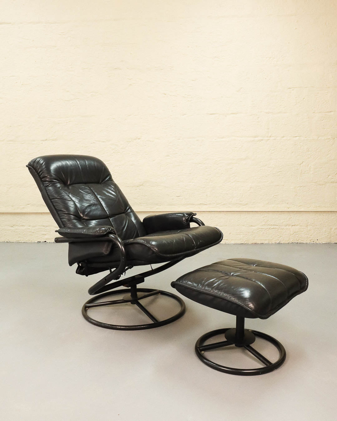 Vintage Leather Recliner with Footstool