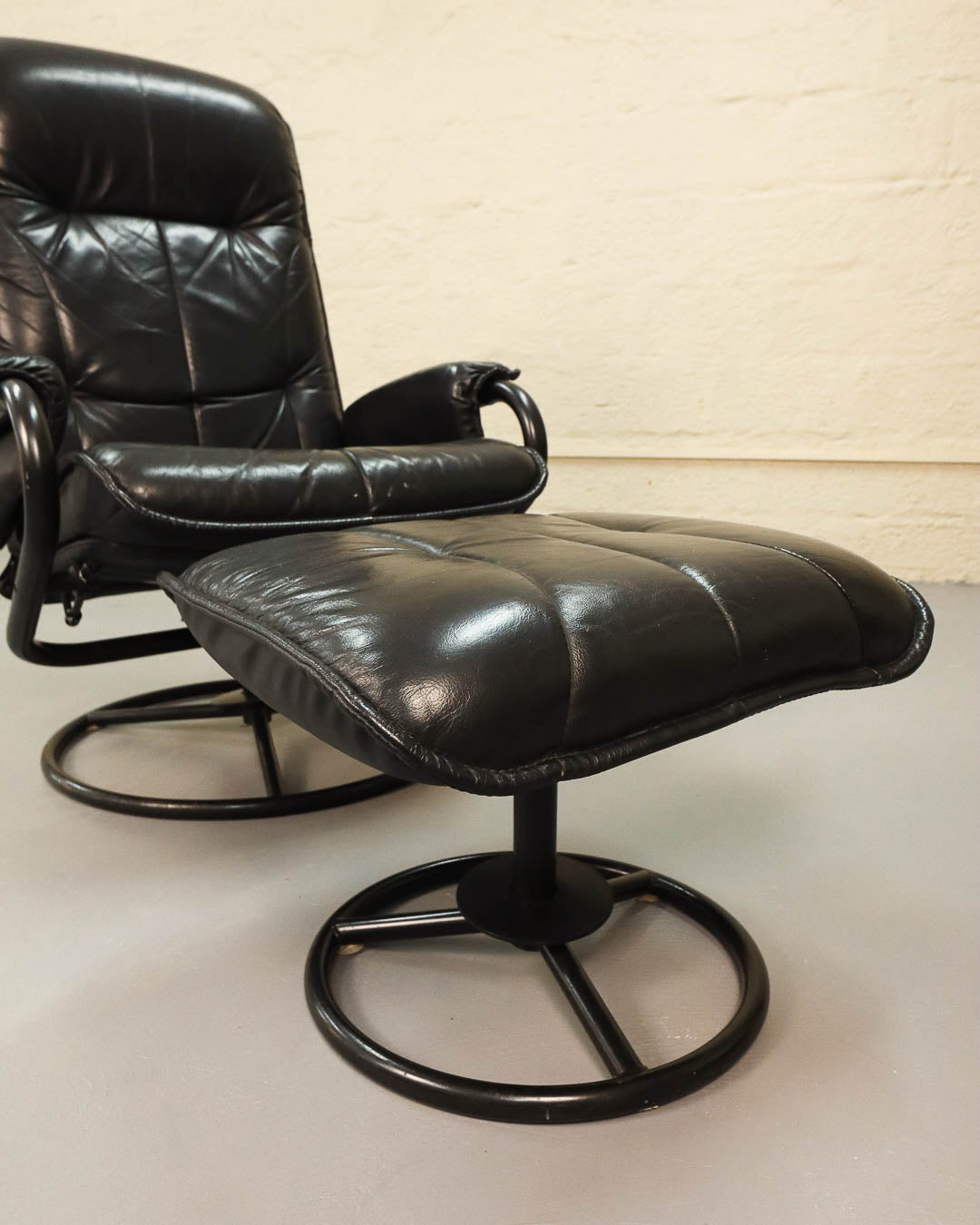 Vintage Leather Recliner with Footstool