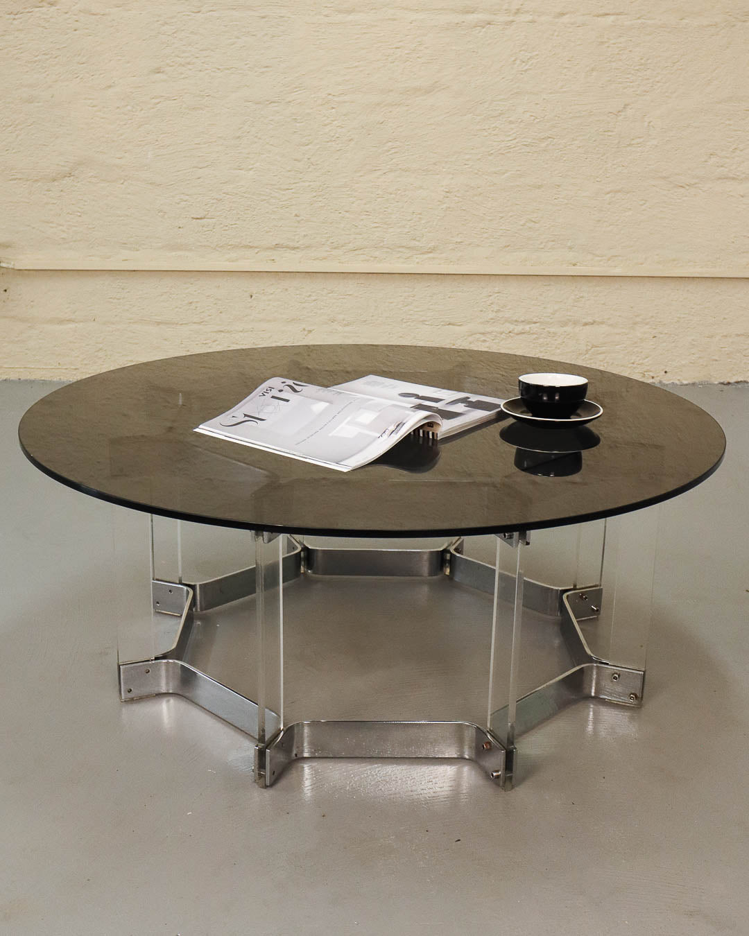 Chrome and Lucite Italian Vintage Coffee Table