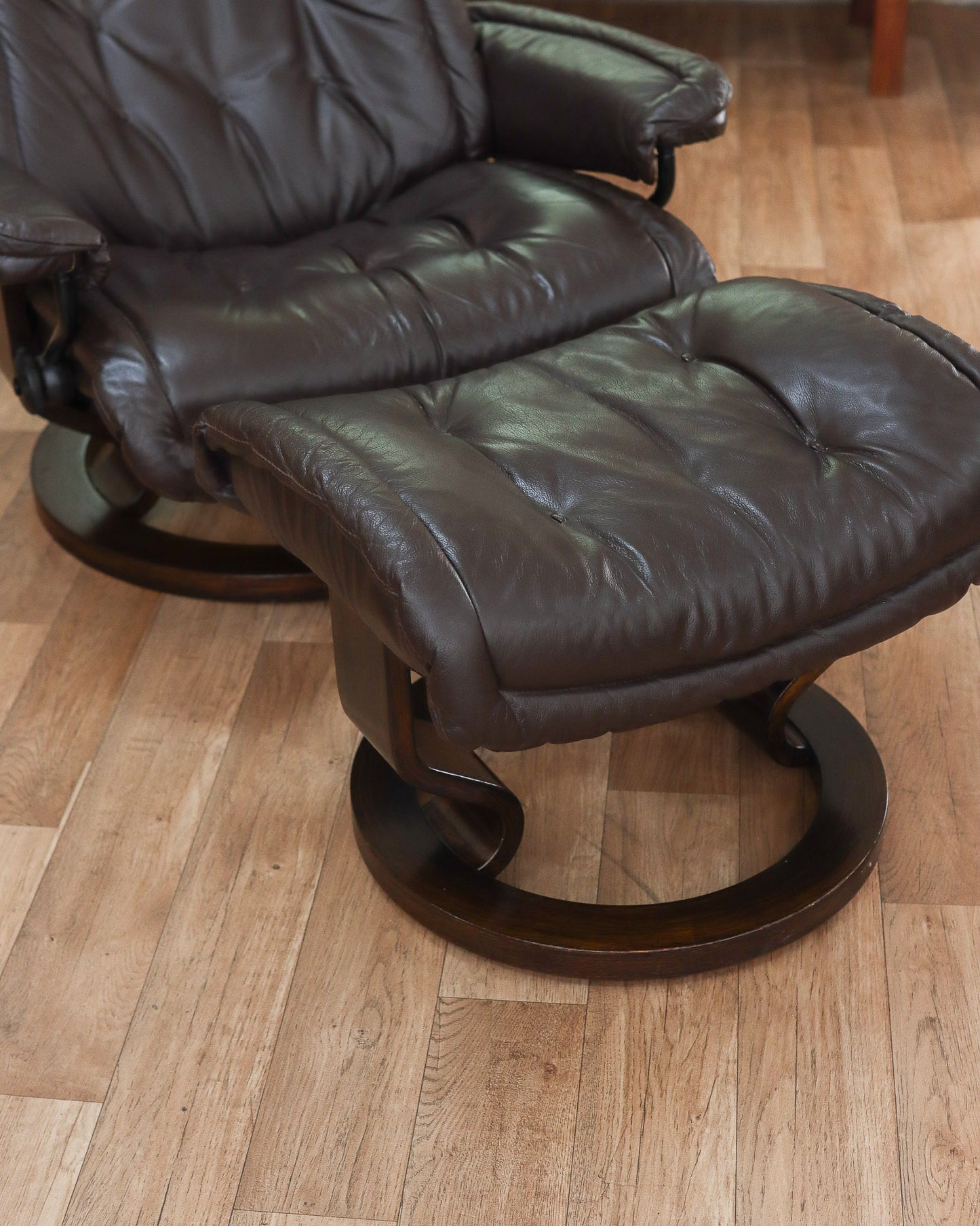 Scandinavian Ekornes Stressless Leather Recliner and Footstool