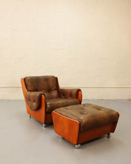 Rare G-Plan Saddleback Armchair and Ottoman