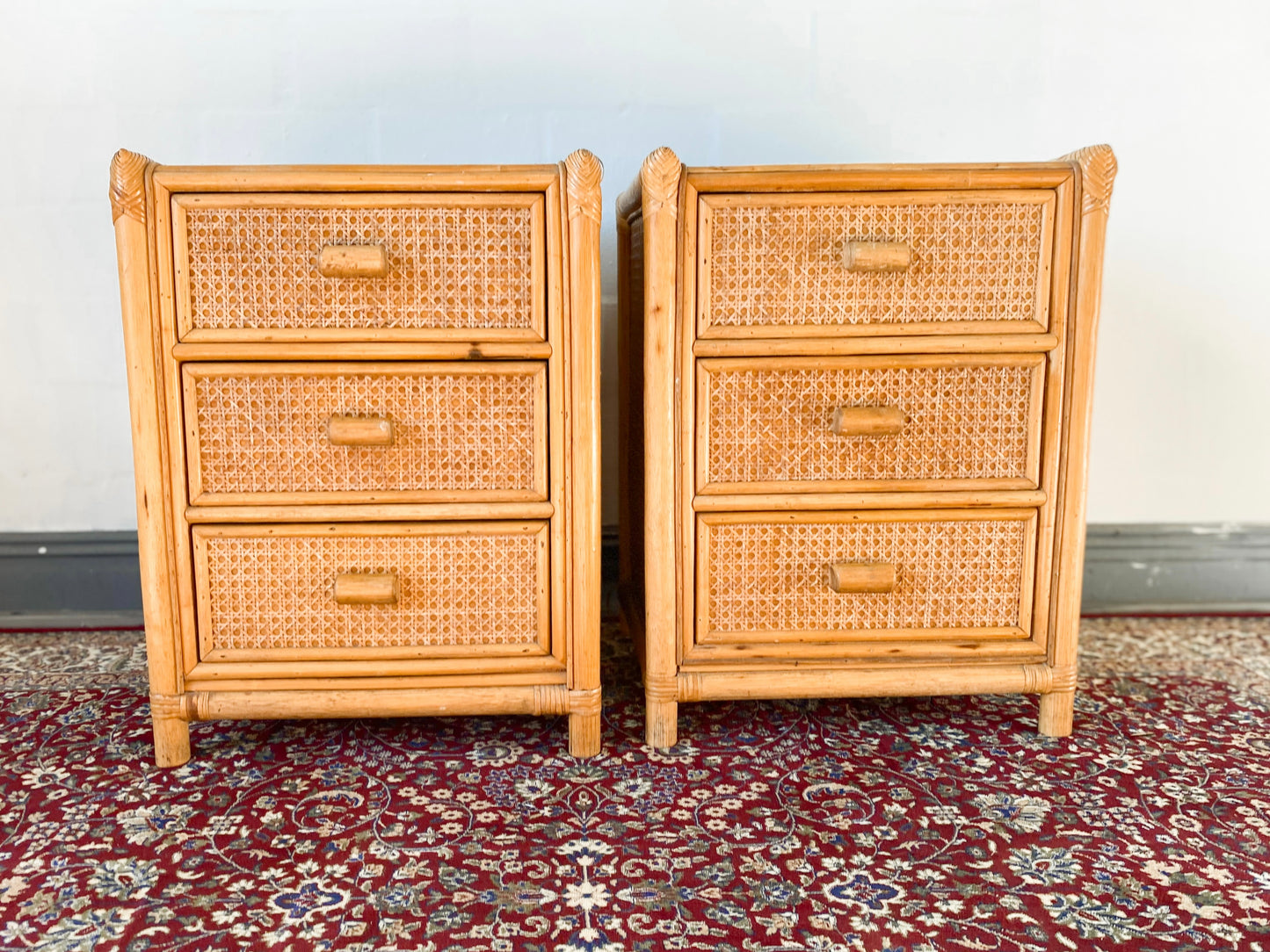 Cane 3 Drawer Pedestals