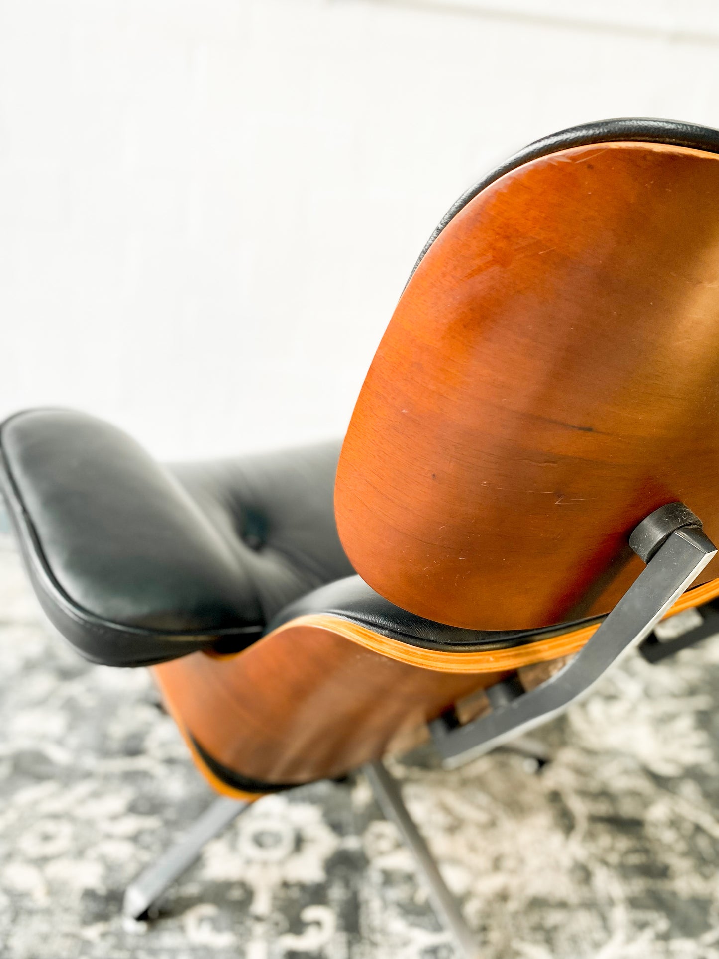 Eames Style Leather Lounger & Stool