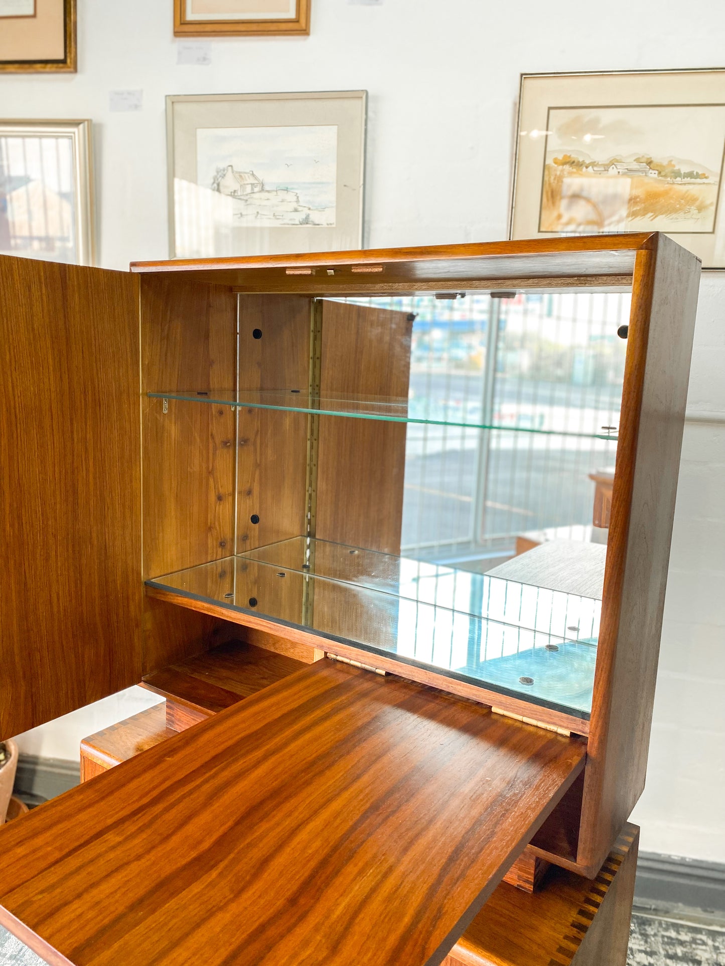 Kiaat Mid-Century Drinks Cabinet