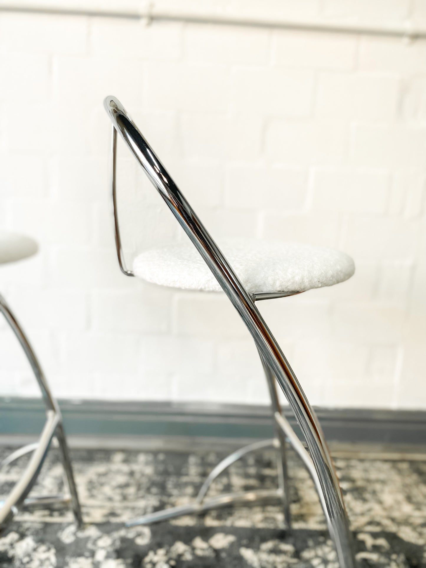 Retro Pair of Chrome Bar Chairs