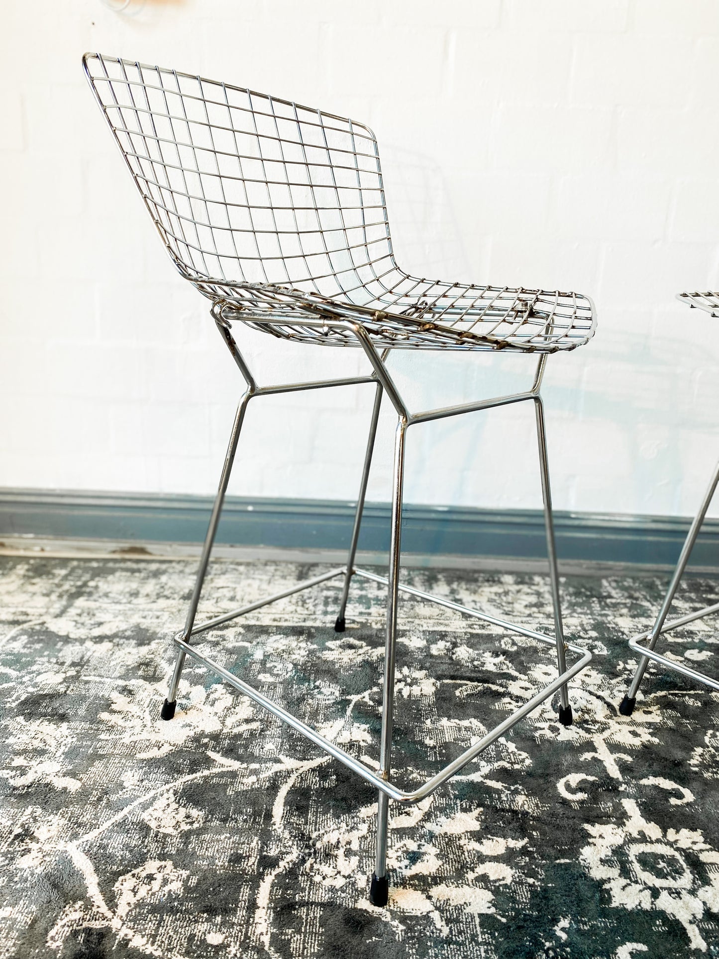 Pair of Bertoia Style Counter Stools