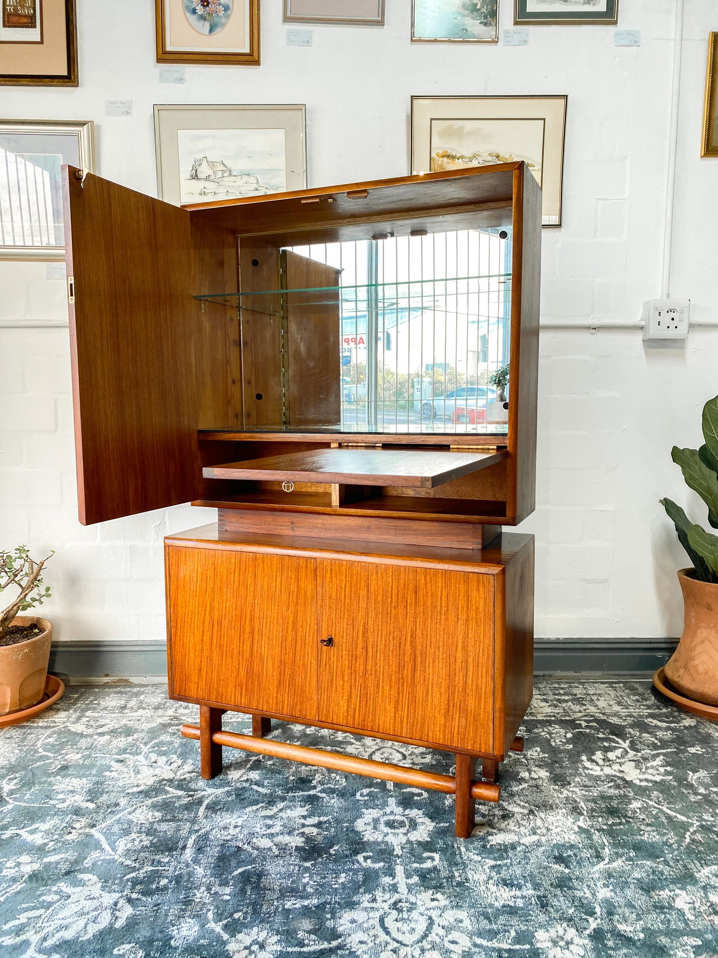 Kiaat Mid-Century Drinks Cabinet