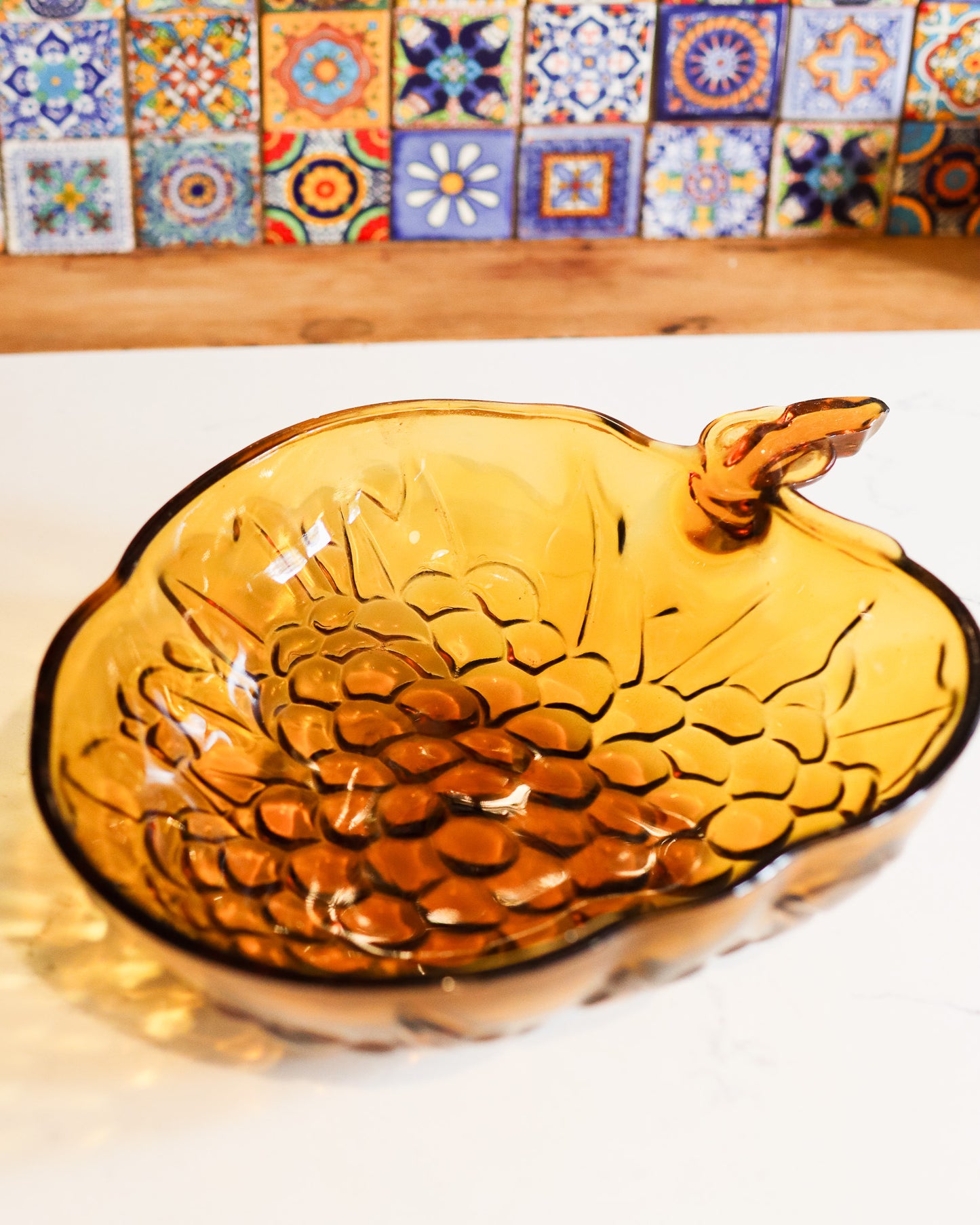 Mid-Century Indiana Glass Co Grape Amber Glass Bowl