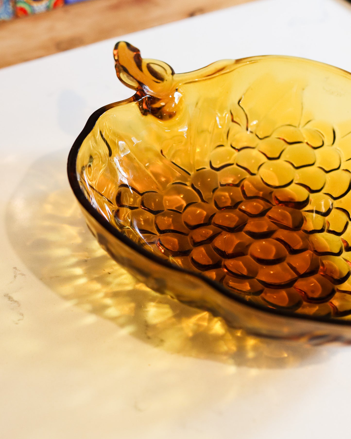 Mid-Century Indiana Glass Co Grape Amber Glass Bowl