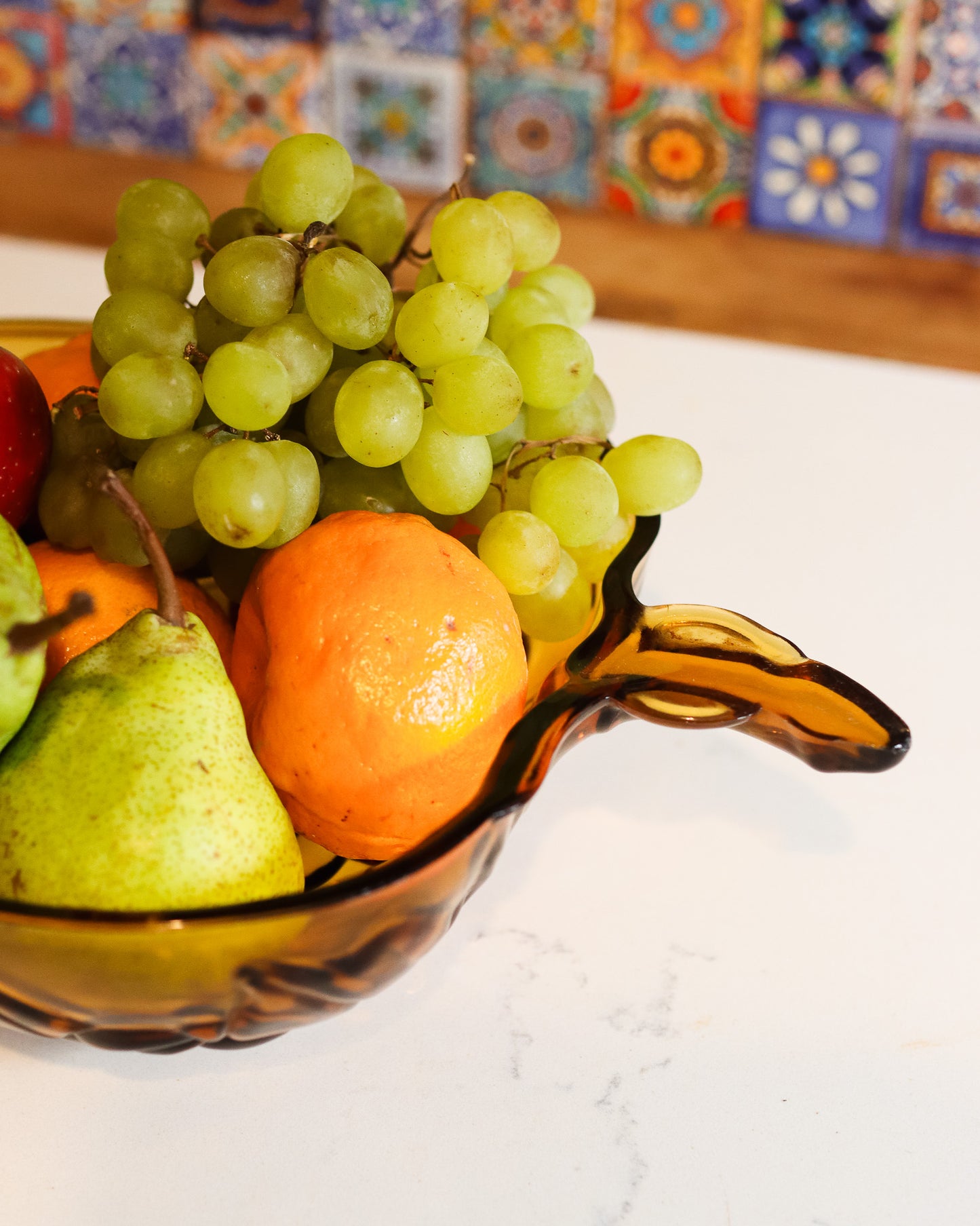 Mid-Century Indiana Glass Co Grape Amber Glass Bowl