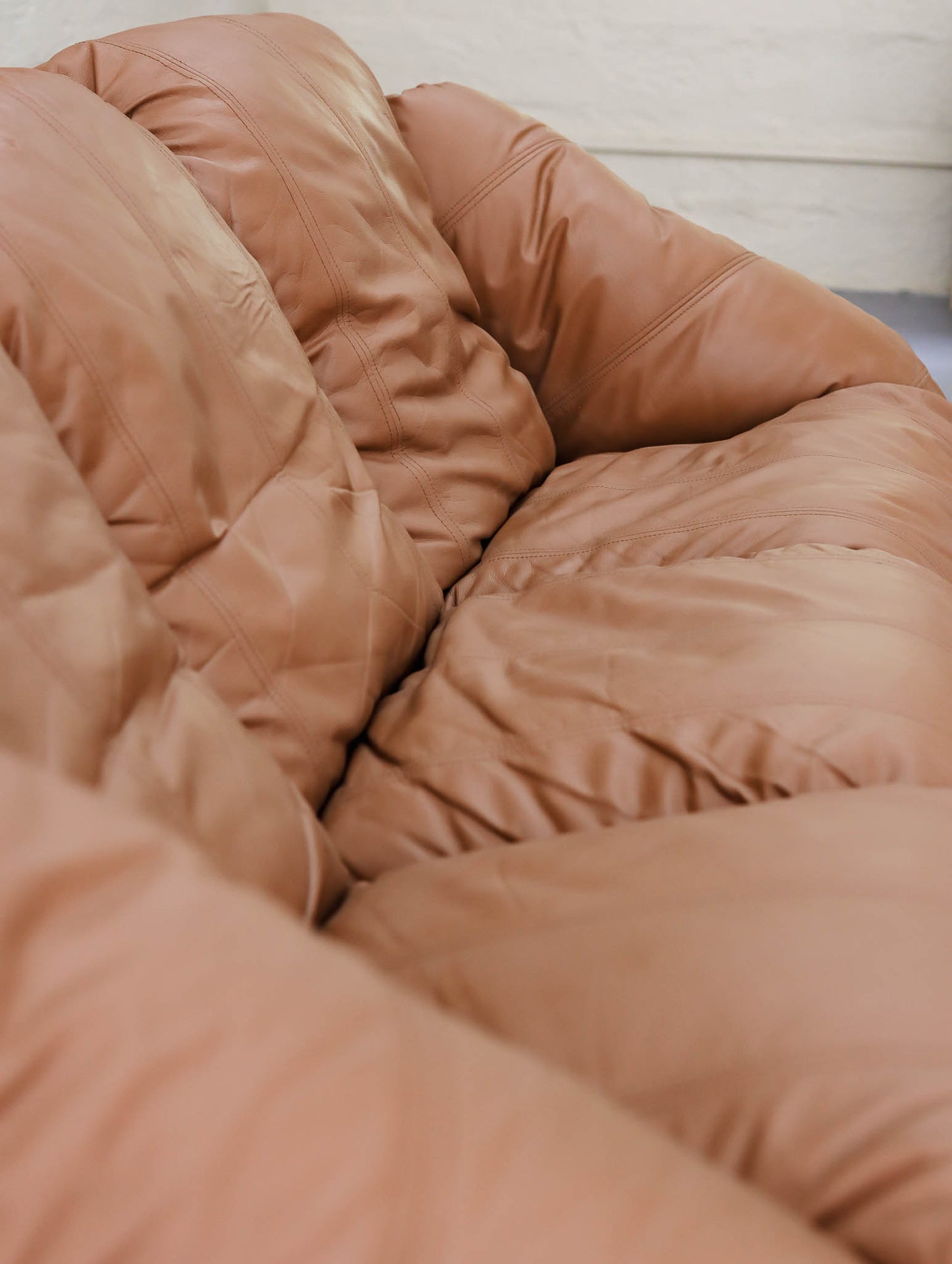 Vintage Italian-Style Genuine Leather Couch